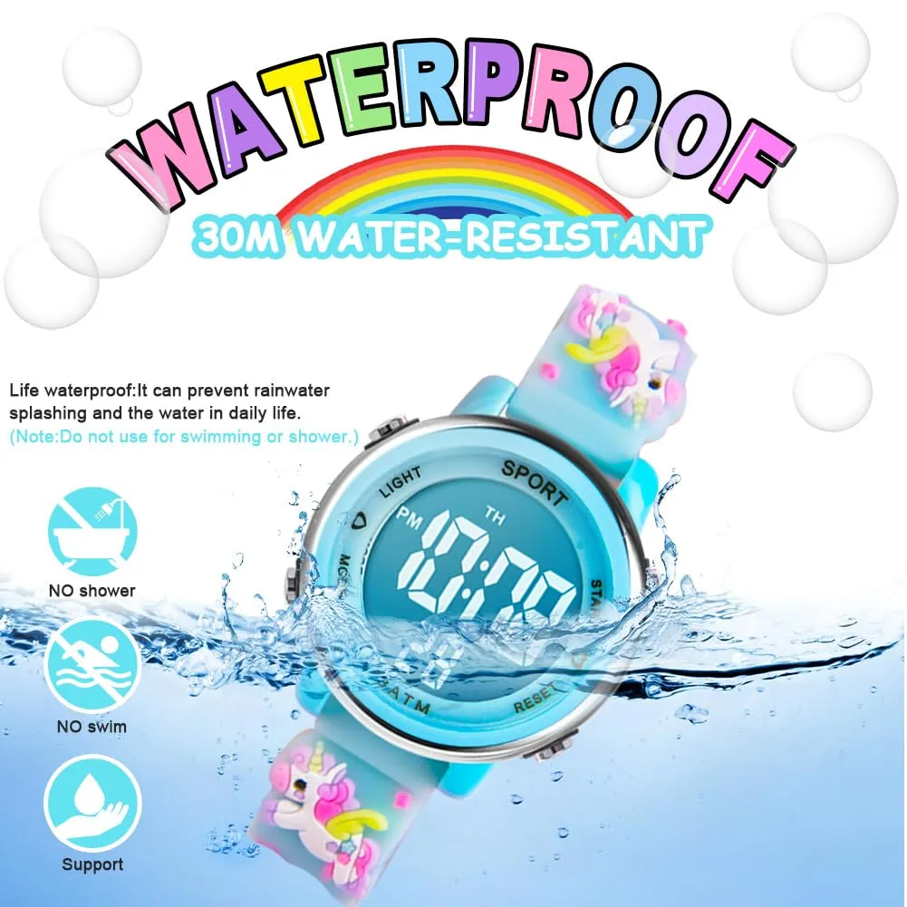 Vicloon Orologio Digitale per Bambini Unicorno 3D Waterproof con Retroilluminazione a 7 Colori - immagine 5