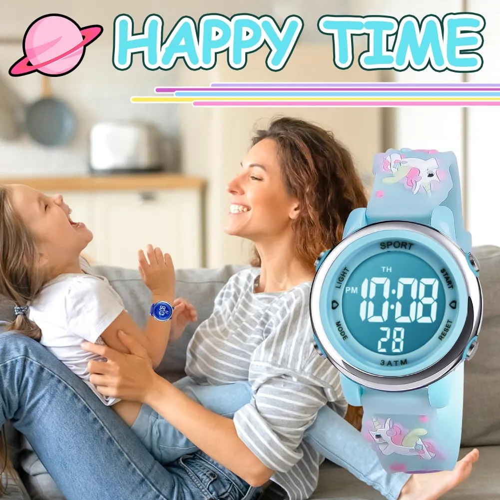 Vicloon Orologio Digitale per Bambini Unicorno 3D Waterproof con Retroilluminazione a 7 Colori - immagine 7