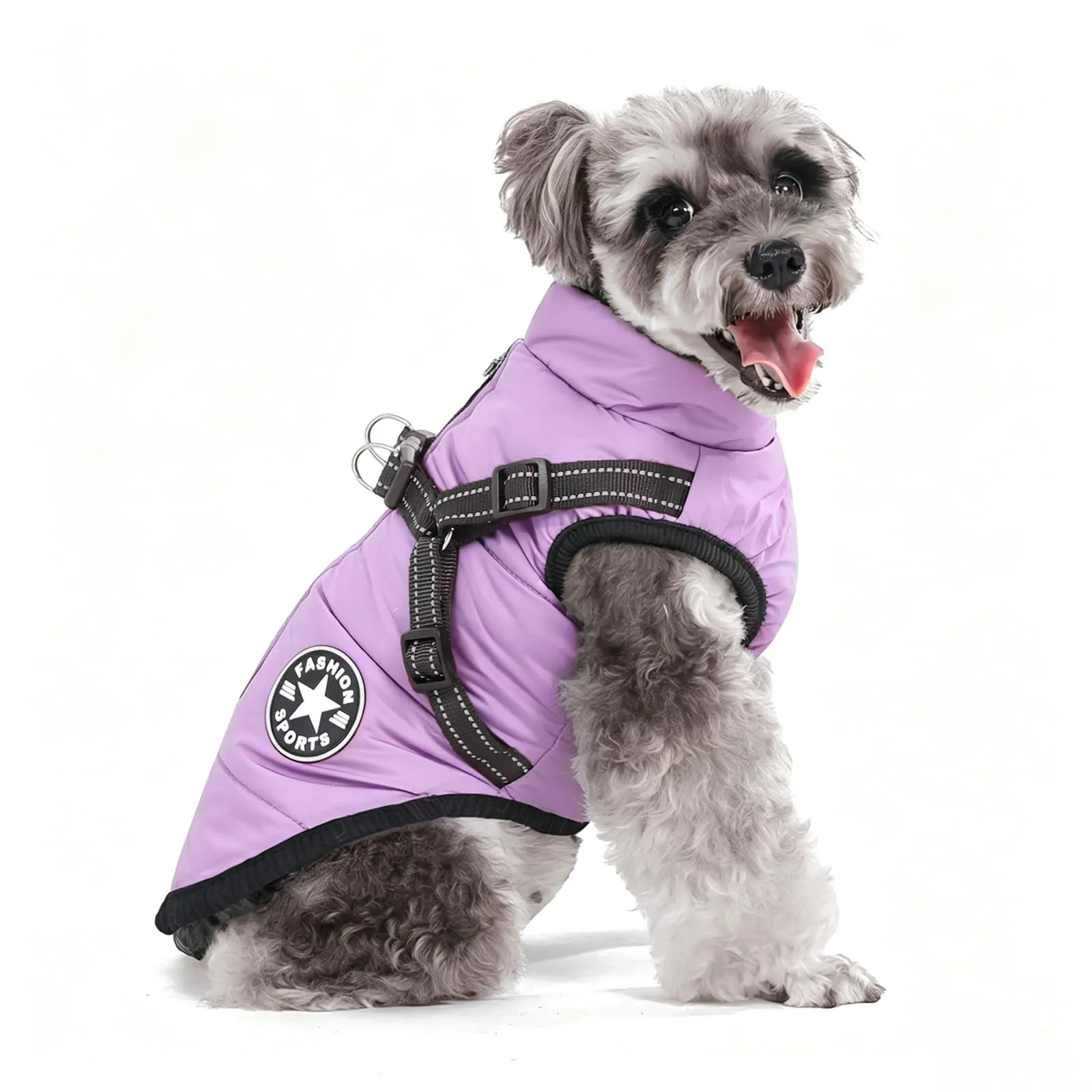 Aywoja Cappotto Invernale per Cani con Pettorina, Impermeabile, Lavabile in Lavatrice, Strisce Riflettenti e Anello a D - immagine 1