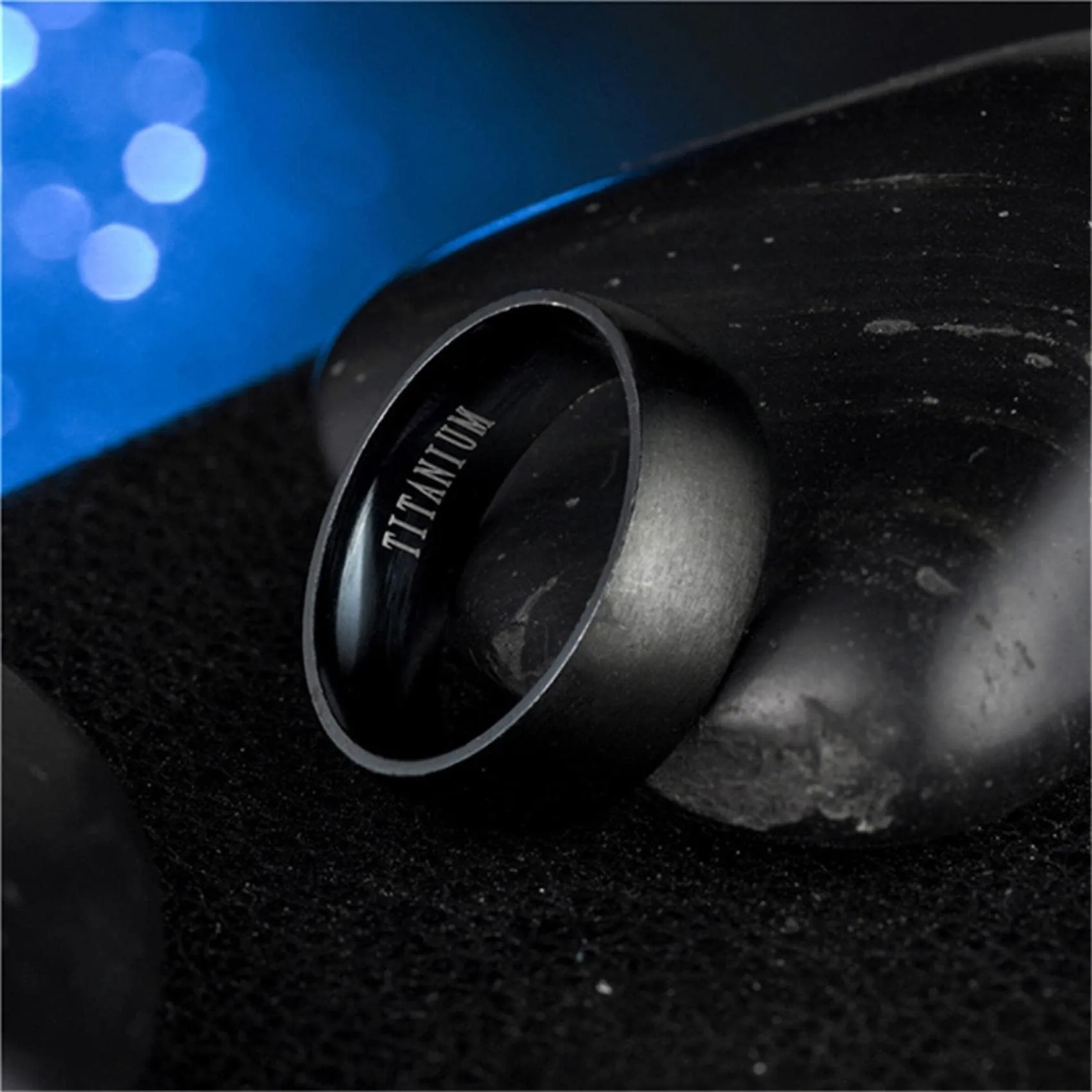 MAGIIE Anello Uomo in Acciaio Inossidabile Nero, 8mm, Misura 20 - immagine 3