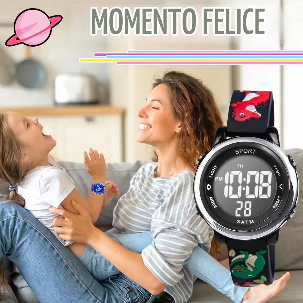 Vicloon Orologio Digitale per Bambini, Design Unicorno 3D, Waterproof, Retroilluminazione a 7 Colori - immagine 7
