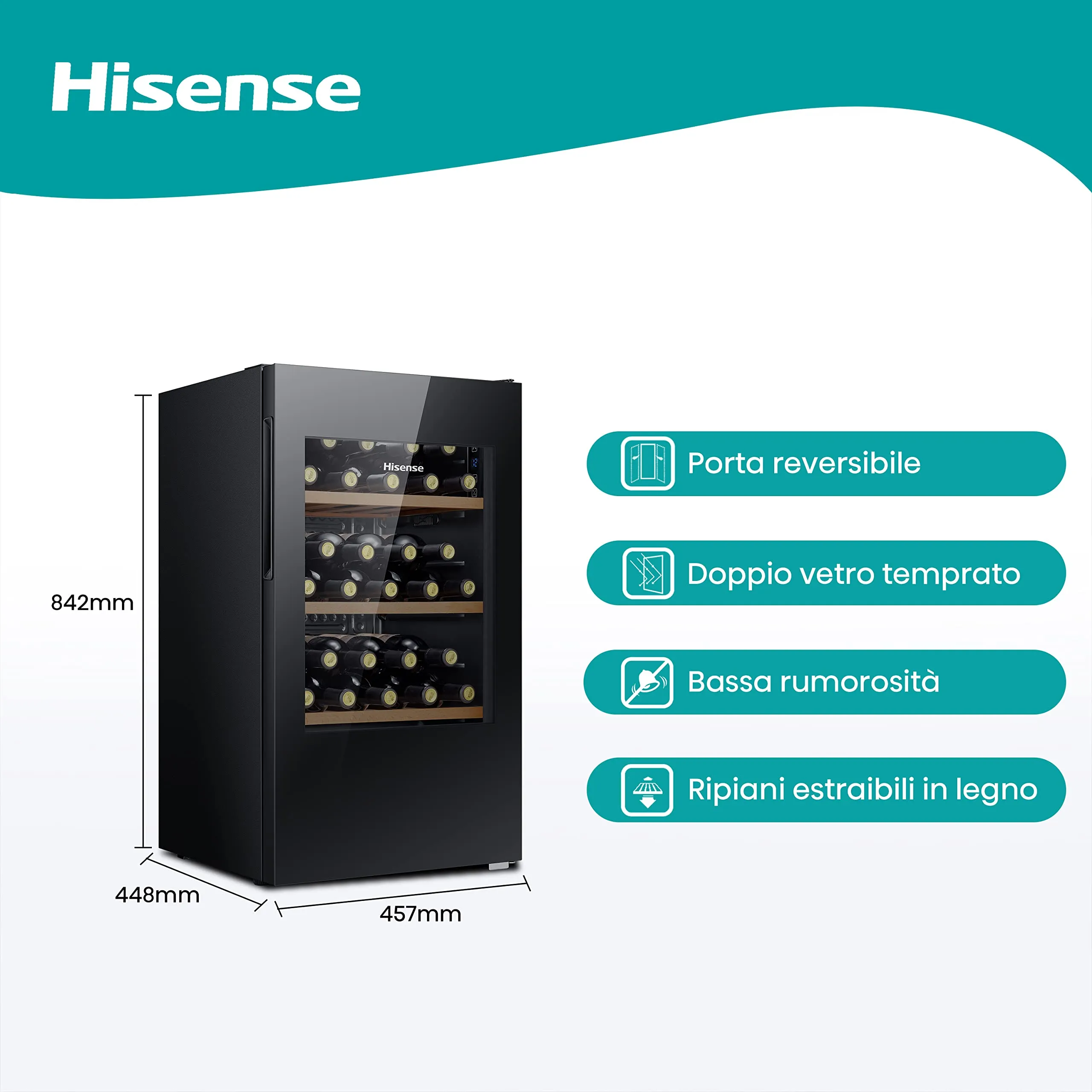 Hisense MWC4894GF Cantina Vino 30 Bottiglie Monotemperatura - immagine 3
