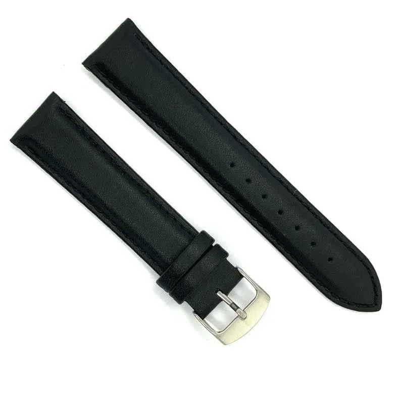diloy Cinturino Orologio in Pelle Liscia Cucita Bombata 302 Nero 22mm - immagine 3