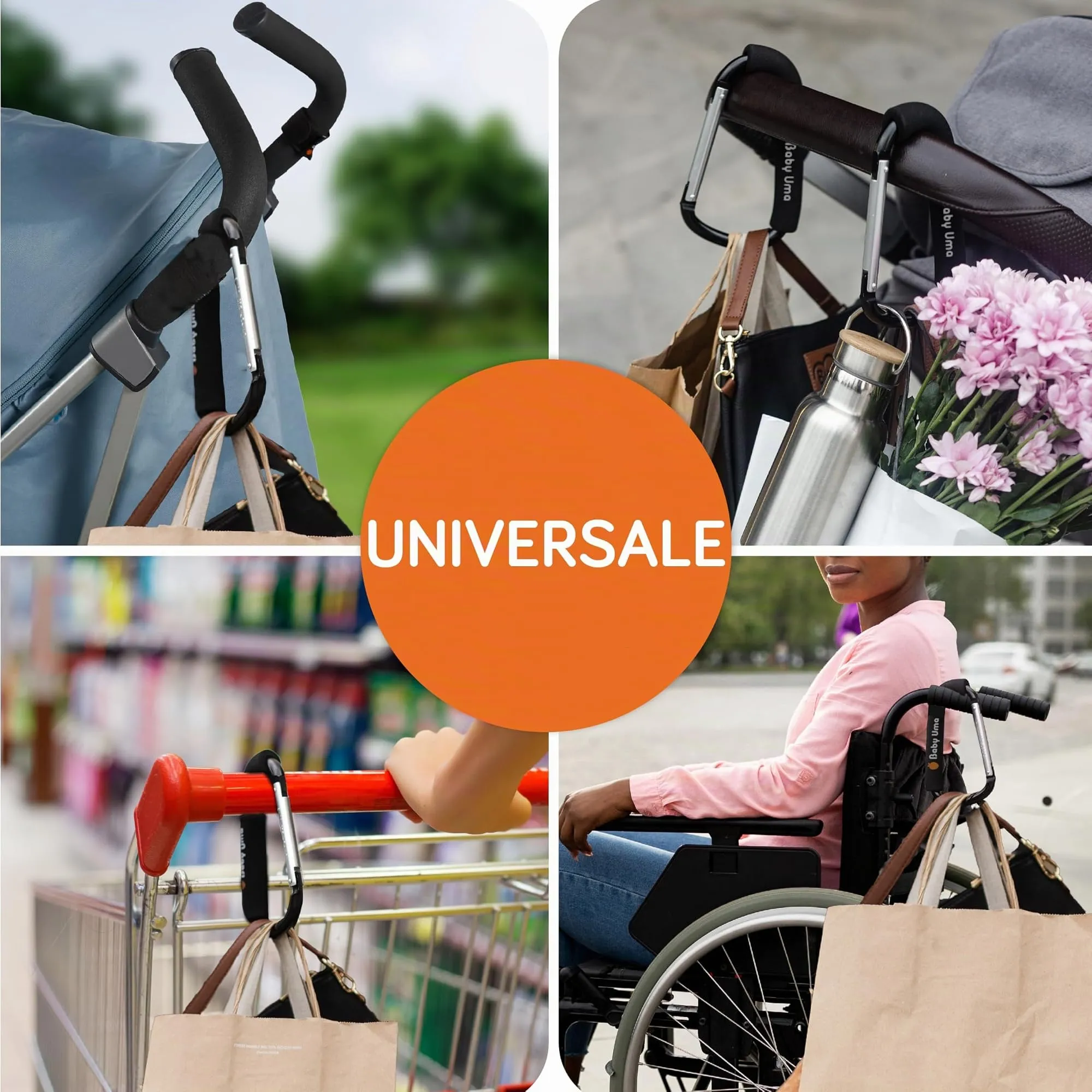 Baby Uma Ganci XL Passeggino Porta Borse Antiscivolo (2 Pezzi) - immagine 3