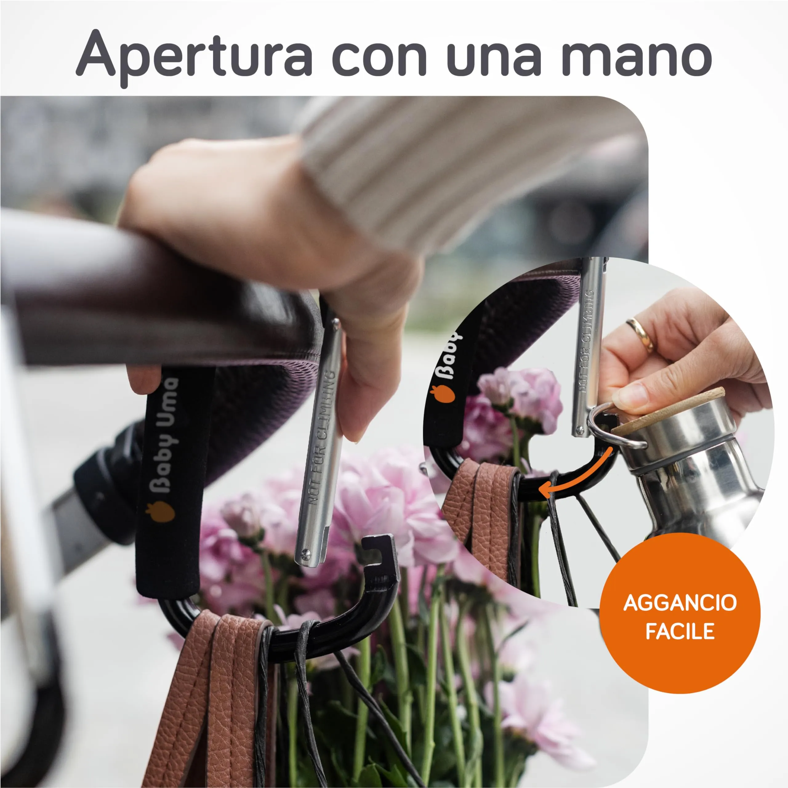 Baby Uma Ganci XL Passeggino Porta Borse Antiscivolo (2 Pezzi) - immagine 5