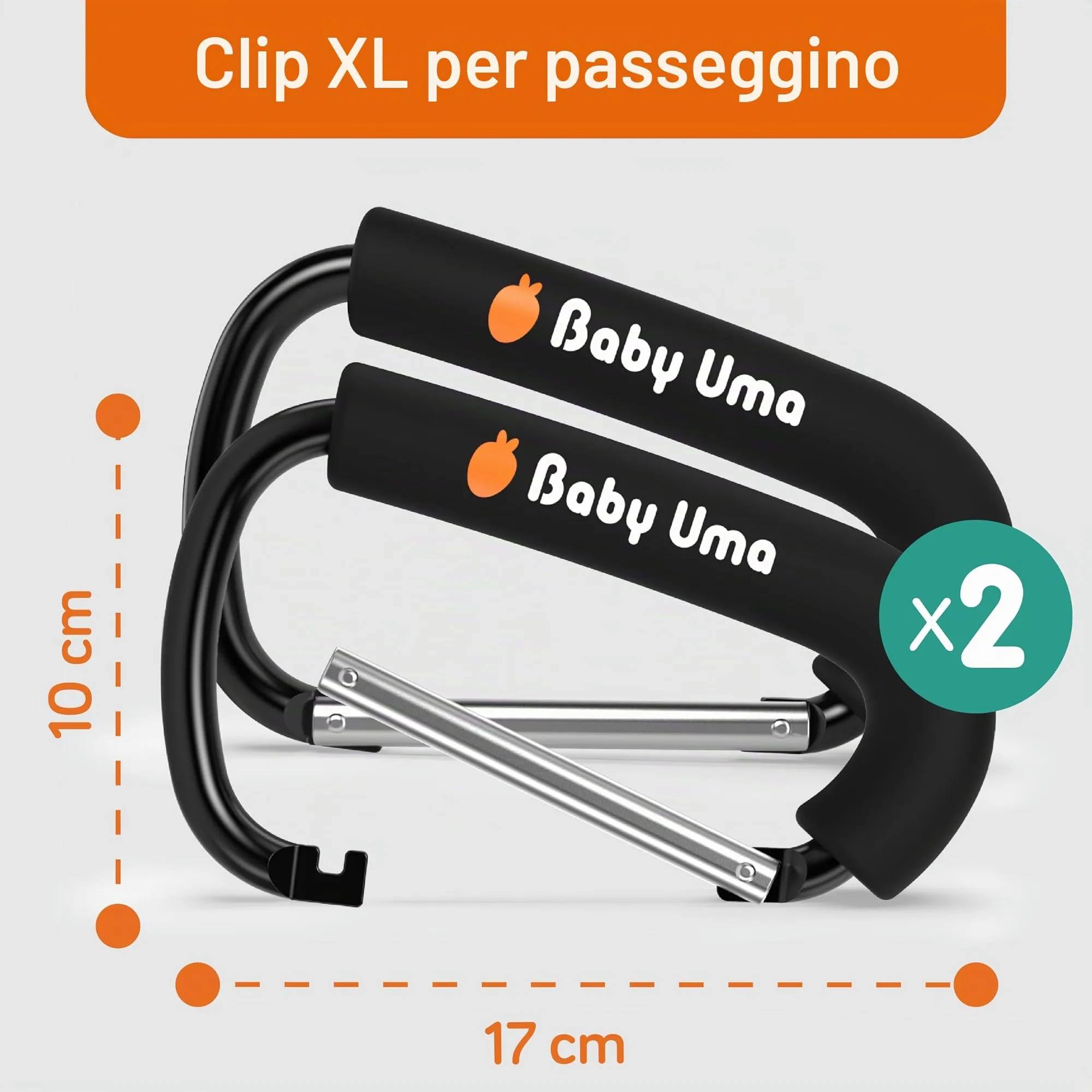 Baby Uma Ganci XL Passeggino Porta Borse Antiscivolo (2 Pezzi) - immagine 7