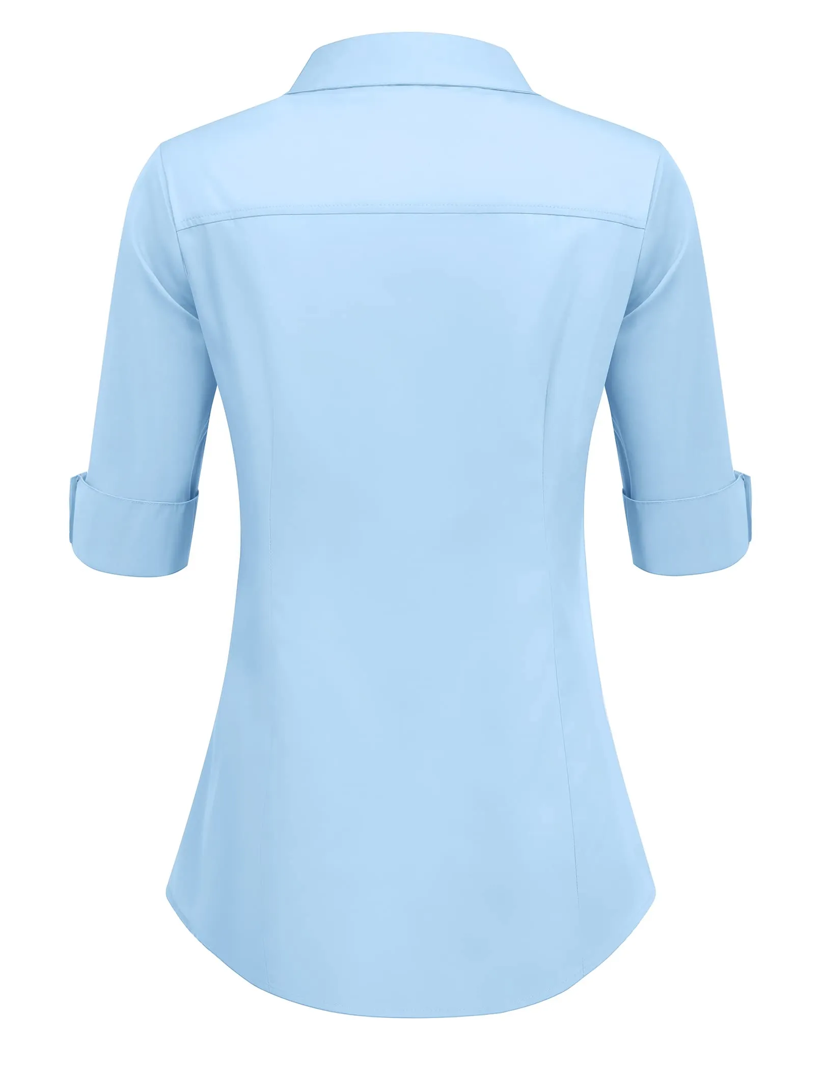 Hotouch Camicetta da Donna in Cotone Slim Fit, Manica a 3/4, Scollo a V, Blu Mare, XL - immagine 3