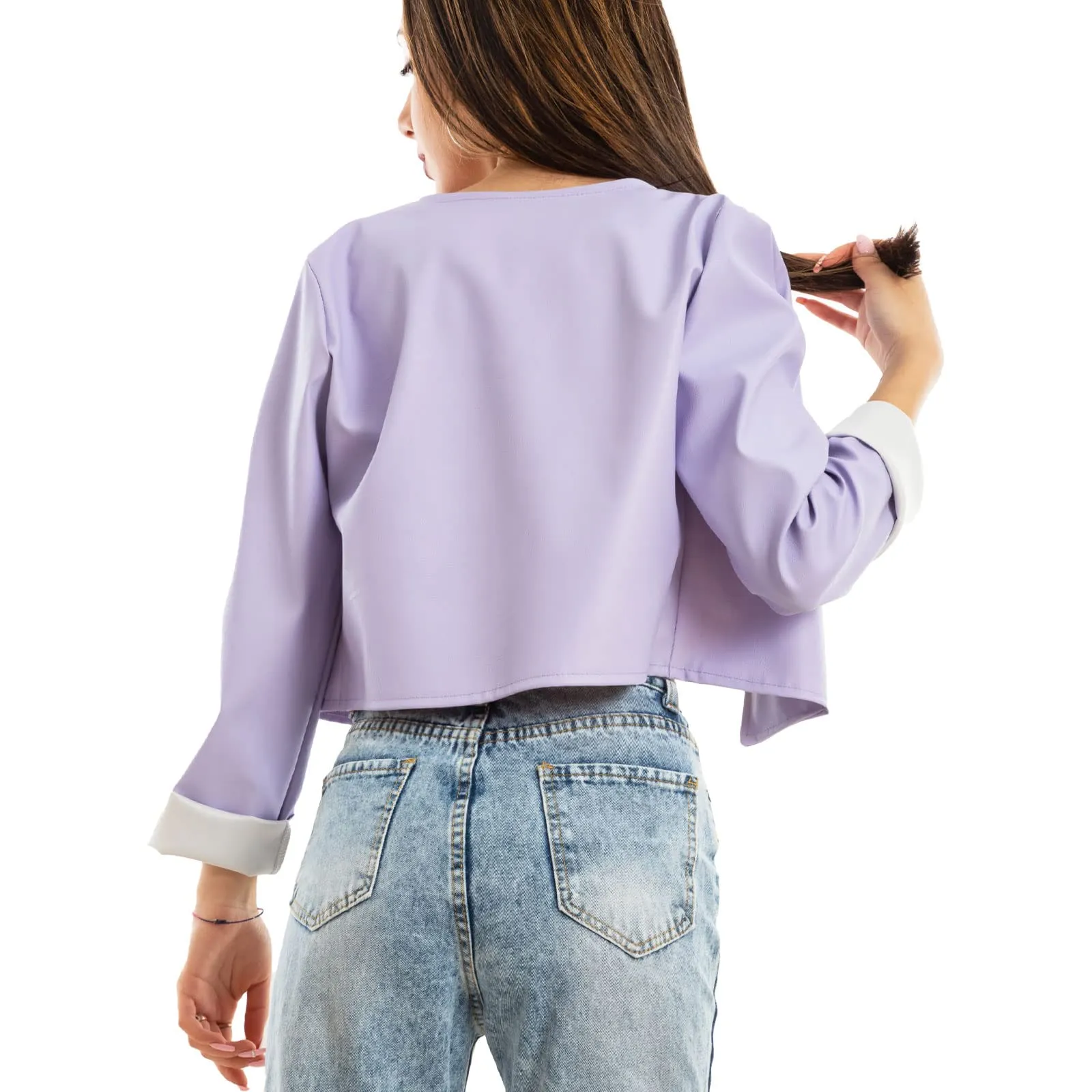 Toocool Giacca Donna Corta Ecopelle Bolero JL-7860 Lilla S - immagine 3