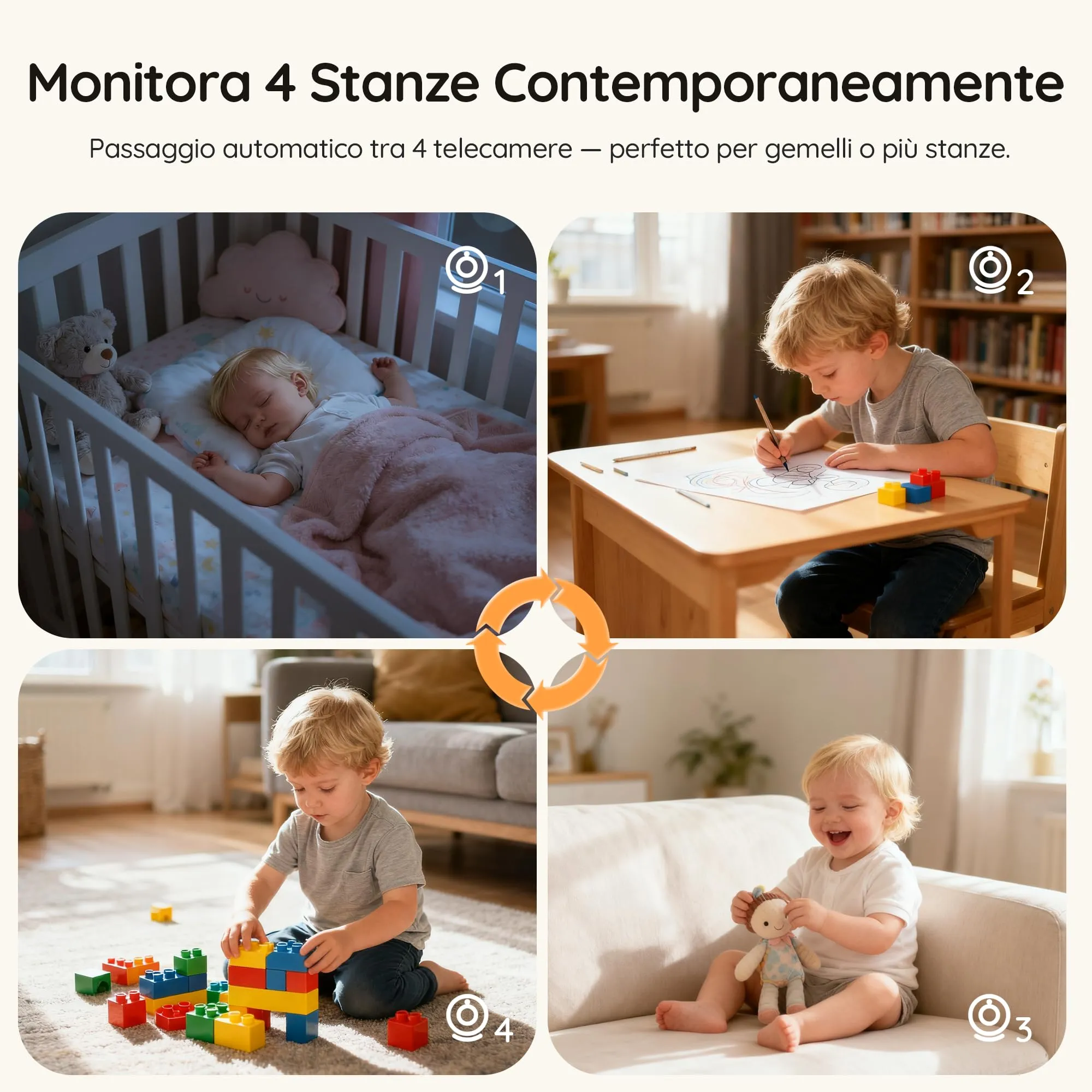 BOIFUN VB805 Baby Monitor, Schermo IPS 5”, Telecamera Rotante 360°, Audio Bidirezionale, Rilevamento Temperatura, Batteria 3050mAh, Zoom 3X, Visione Notturna, Modalità VOX, Ninne Nanne - immagine 9