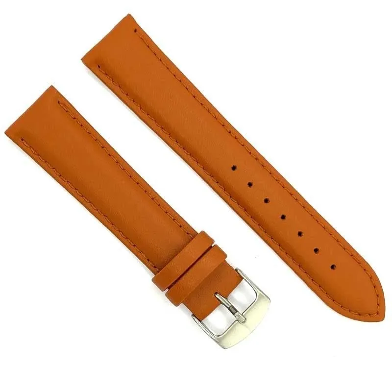 diloy Cinturino Orologio Pelle Liscia Cucita Bombata 302 Marrone Chiaro 18mm - immagine 2