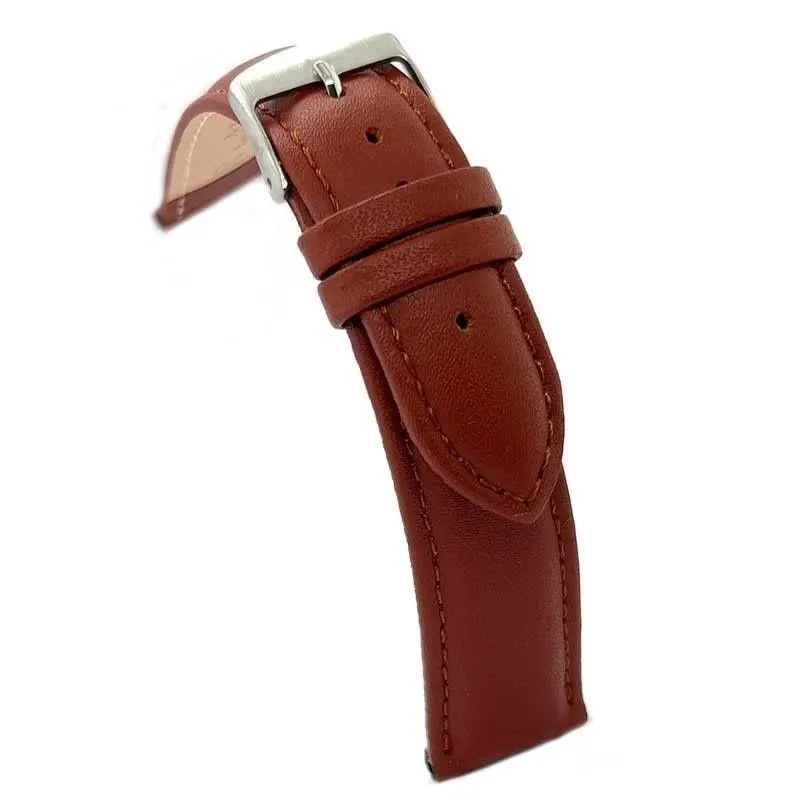 diloy Cinturino Orologio in Pelle Liscia Bombata 302 Marrone Medio 20mm - immagine 1