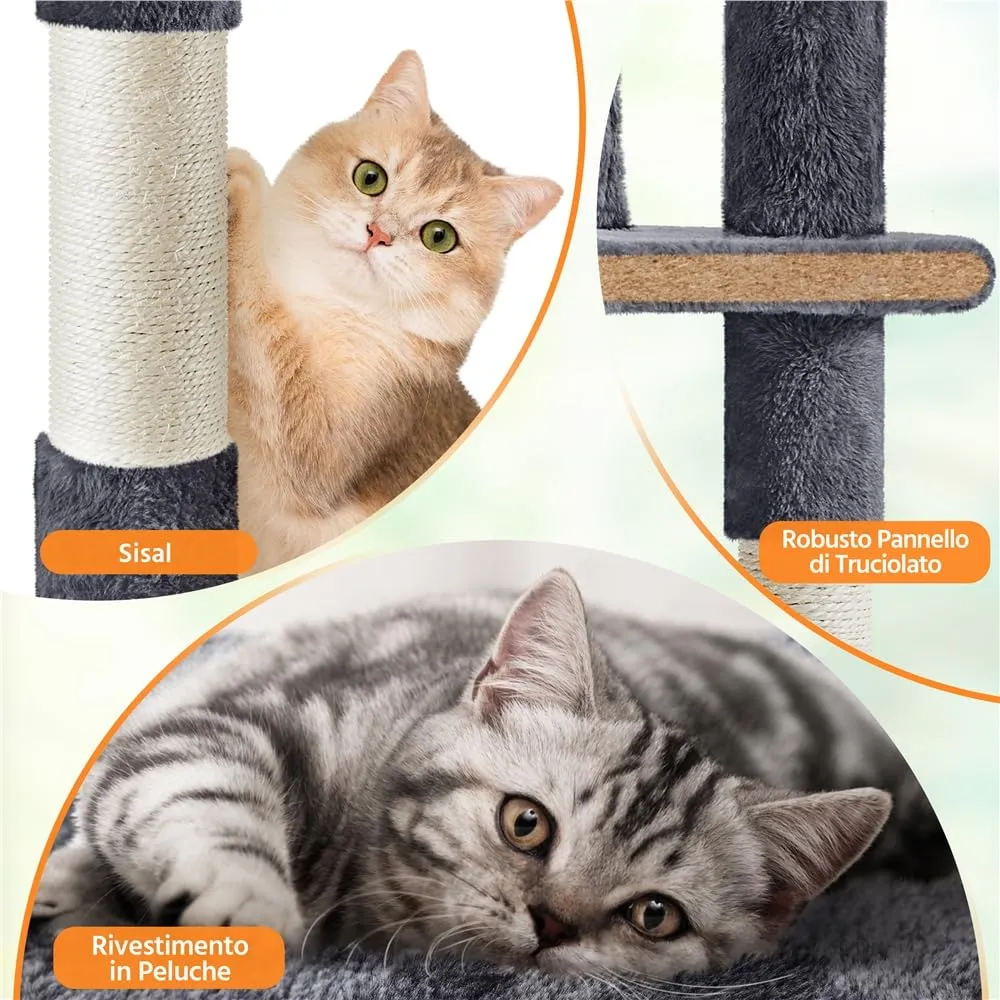 Yaheetech Albero Tiragraffi per Gatti Multilivello 158 cm, Grigio Scuro - immagine 4