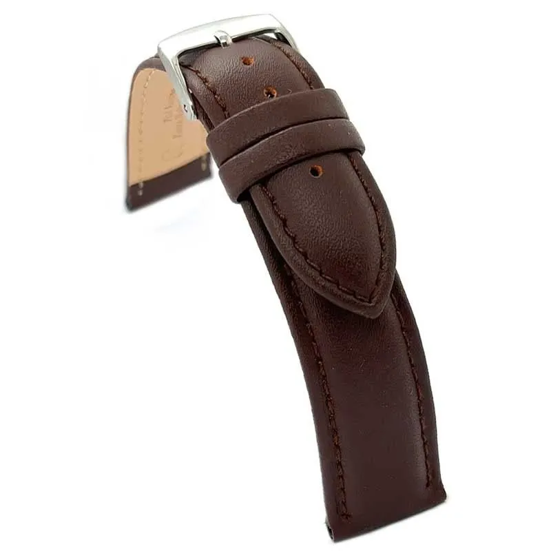 diloy Cinturino Orologio Pelle Liscia Cucita Bombata 302 Marrone Scuro 24mm - immagine 1