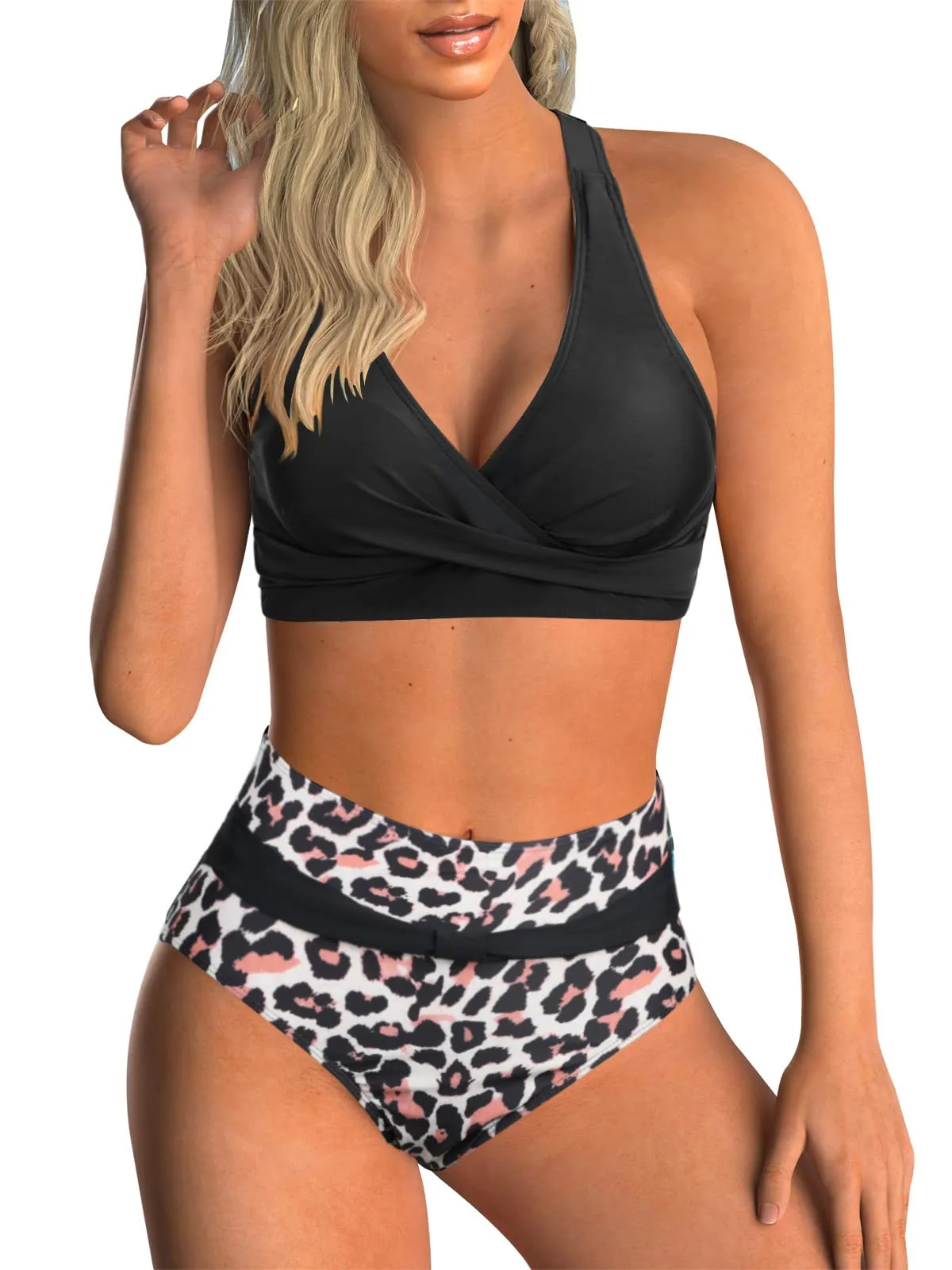 Adigaber Costume da Bagno Bikini Due Pezzi Donna Vita Alta Stampato - immagine 1