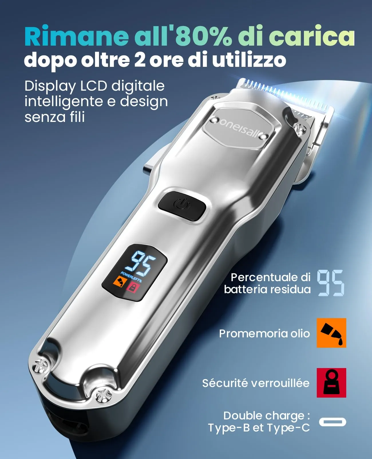 oneisall Tosatrice per Cani, RFC676, Ricaricabile senza fili, Lama in acciaio inox, Impermeabile - immagine 6