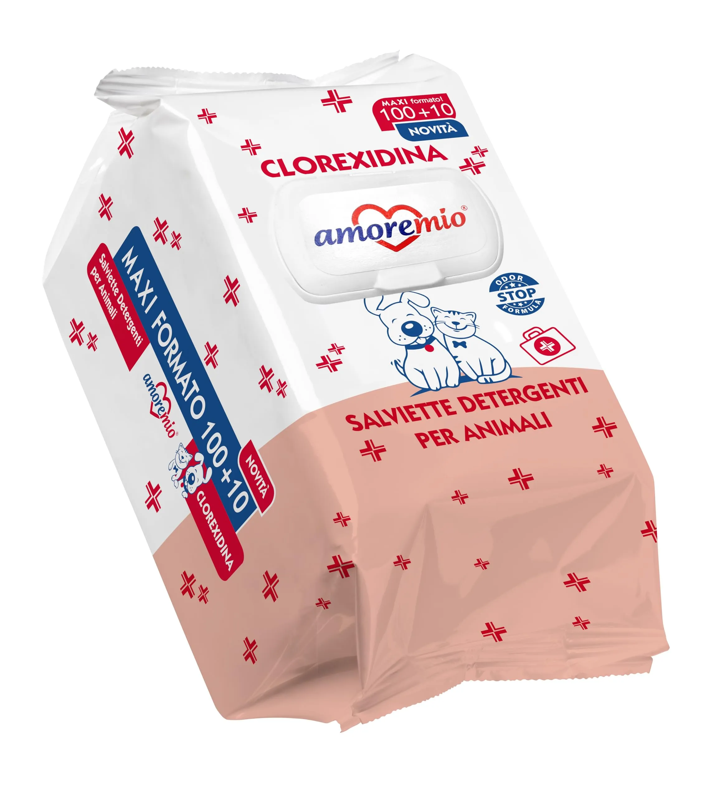 Amore Mio Salviette con Clorexidina per Cani e Gatti, 30x20 cm, 3 Confezioni da 110 Salviettine - immagine 1