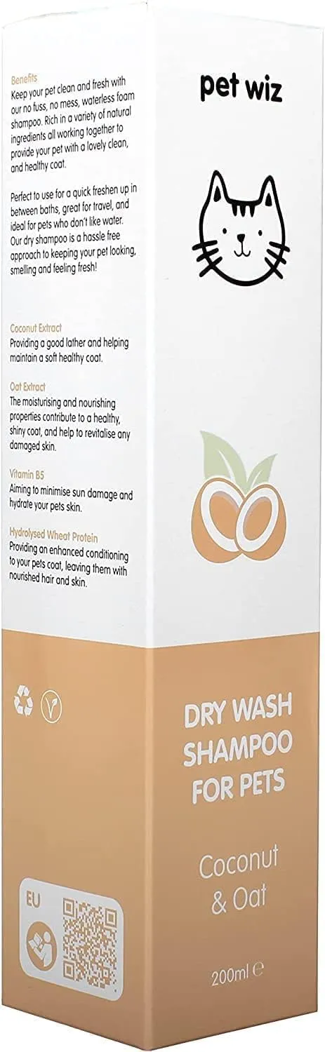 Pet Wiz Shampoo a Secco per Animali Domestici Cocco e Avena, Lenitivo e Deodorante senza Risciacquo, PW-C - immagine 6