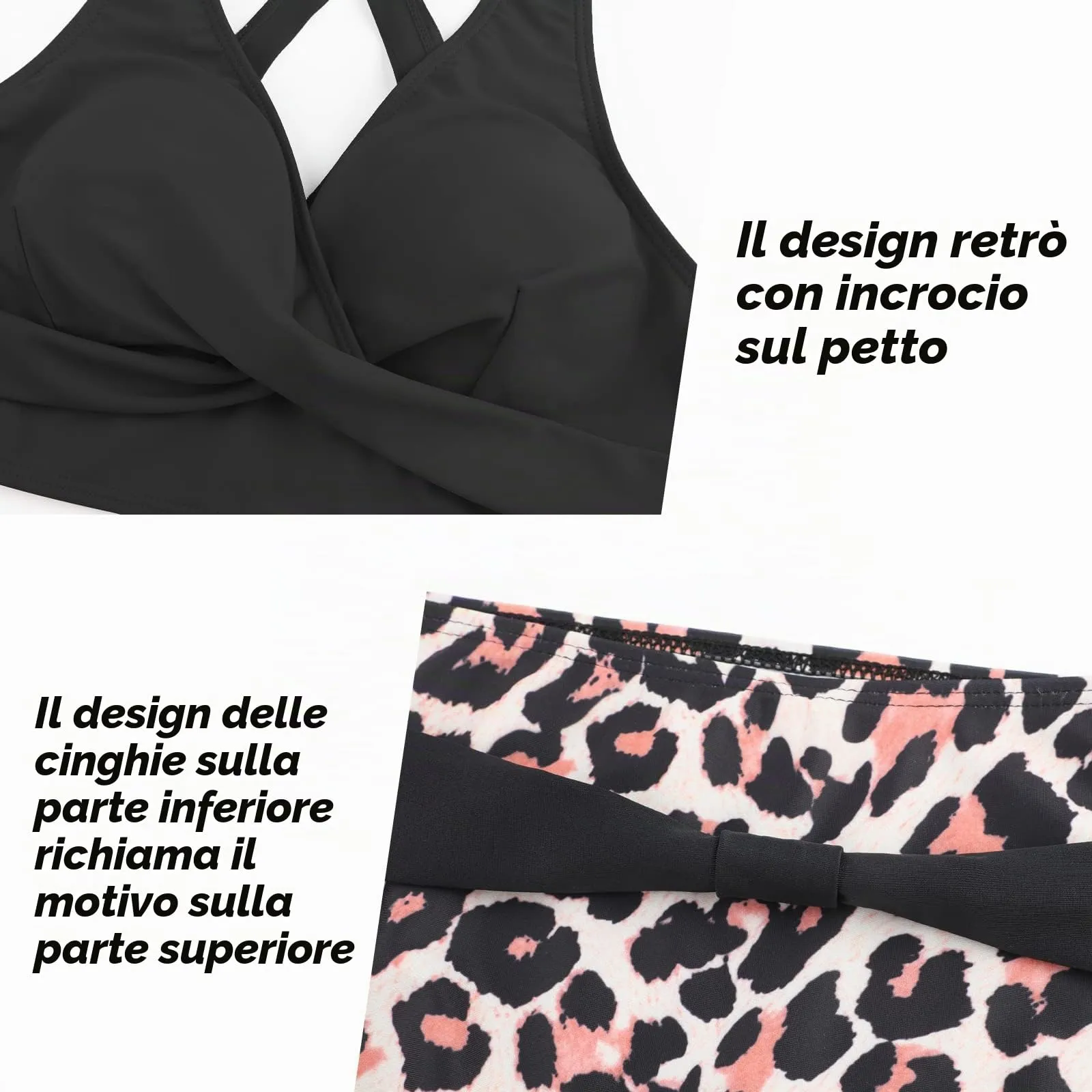 Adigaber Costume da Bagno Due Pezzi Donna Vita Alta Stampato Bikini Set - immagine 5