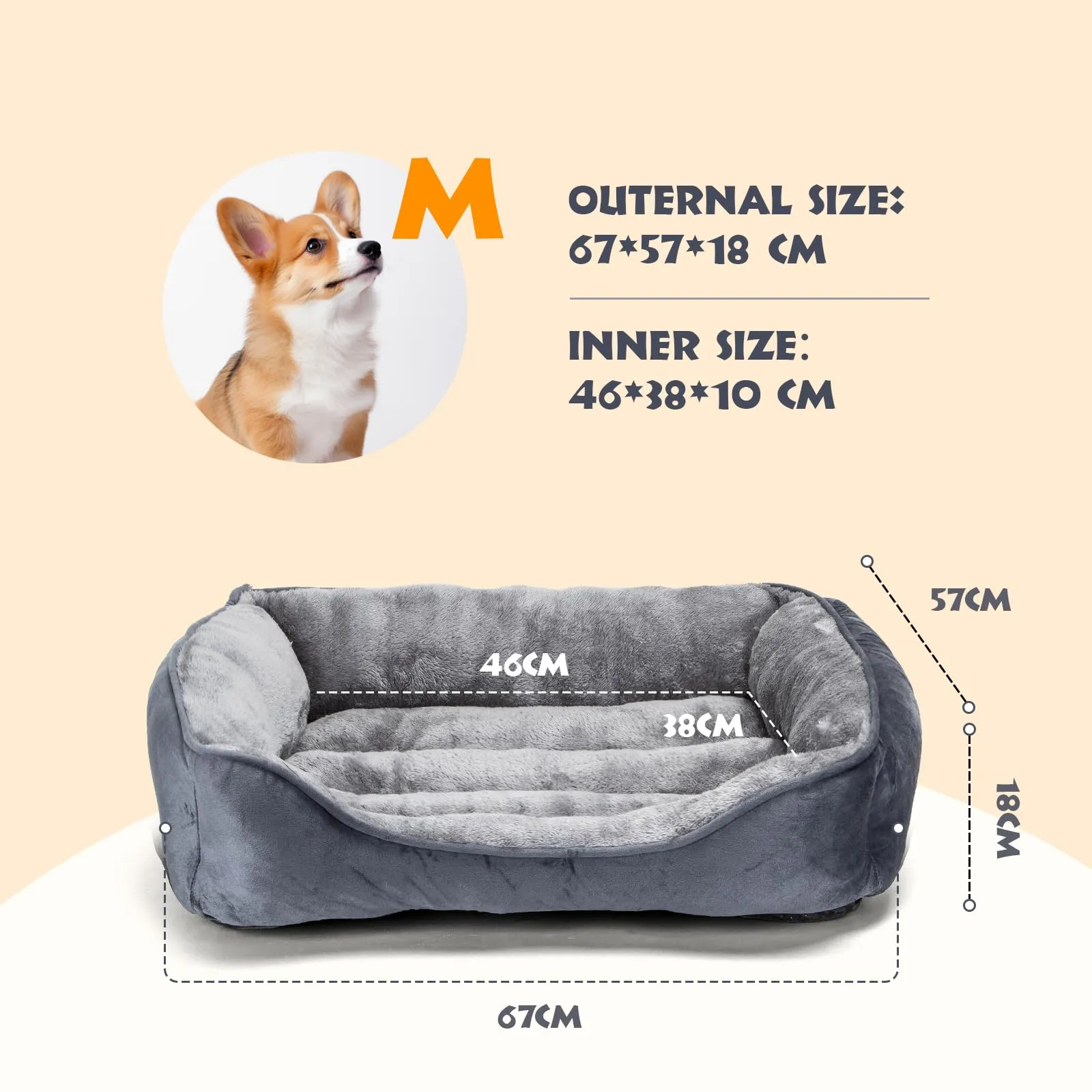 Nobleza Cuccia Cane Interno, Letto Cuscino Lavabile e Traspirante, 67x57cm - immagine 3