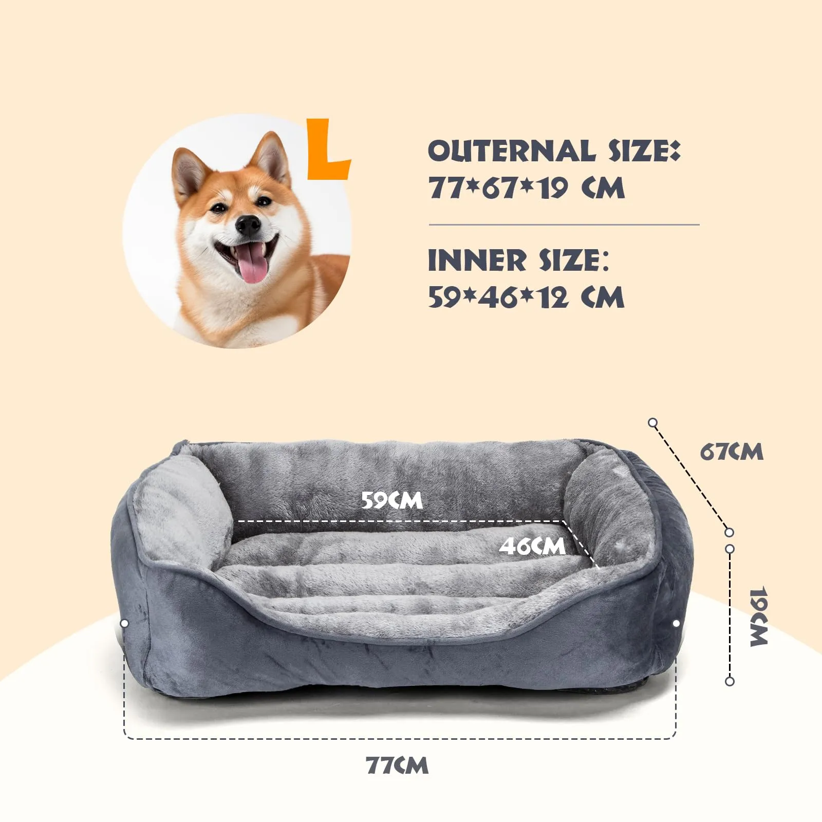 Nobleza Cuccia Cane Interno, Letto per Cani Lavabile e Traspirante, 77x67cm - immagine 3