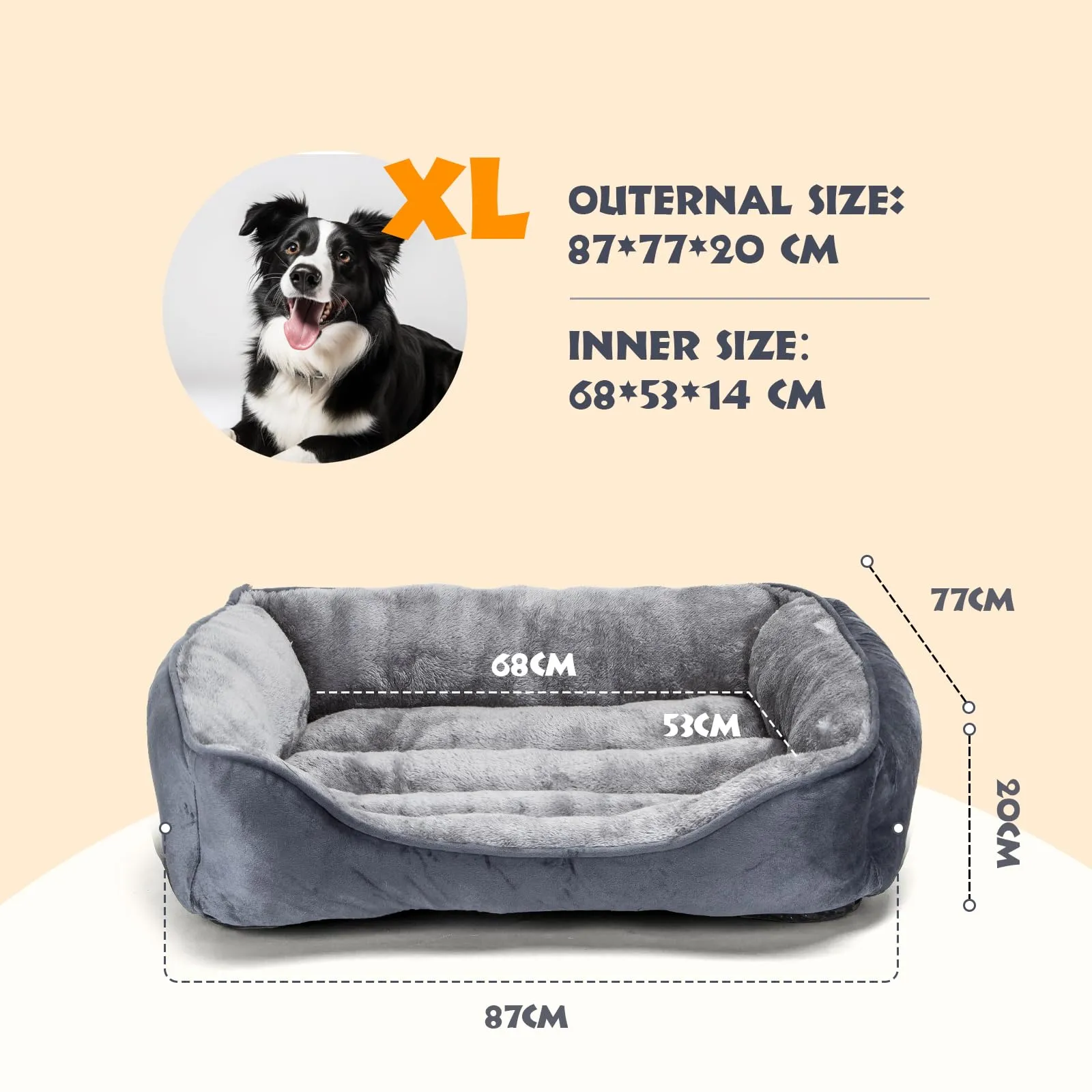 Nobleza Cuccia Cane Interno, 87x77cm, Letto per Cani Lavabile e Traspirante - immagine 3