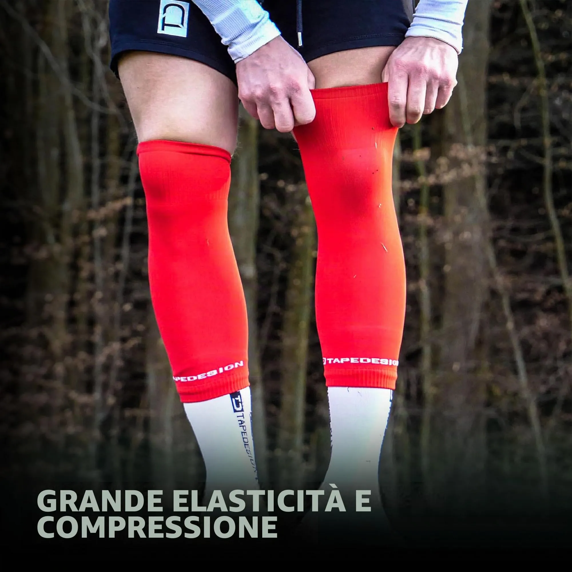 Tapedesign Tubes Calze Calcio Senza Piede, Rosso, Taglia Unica - immagine 5