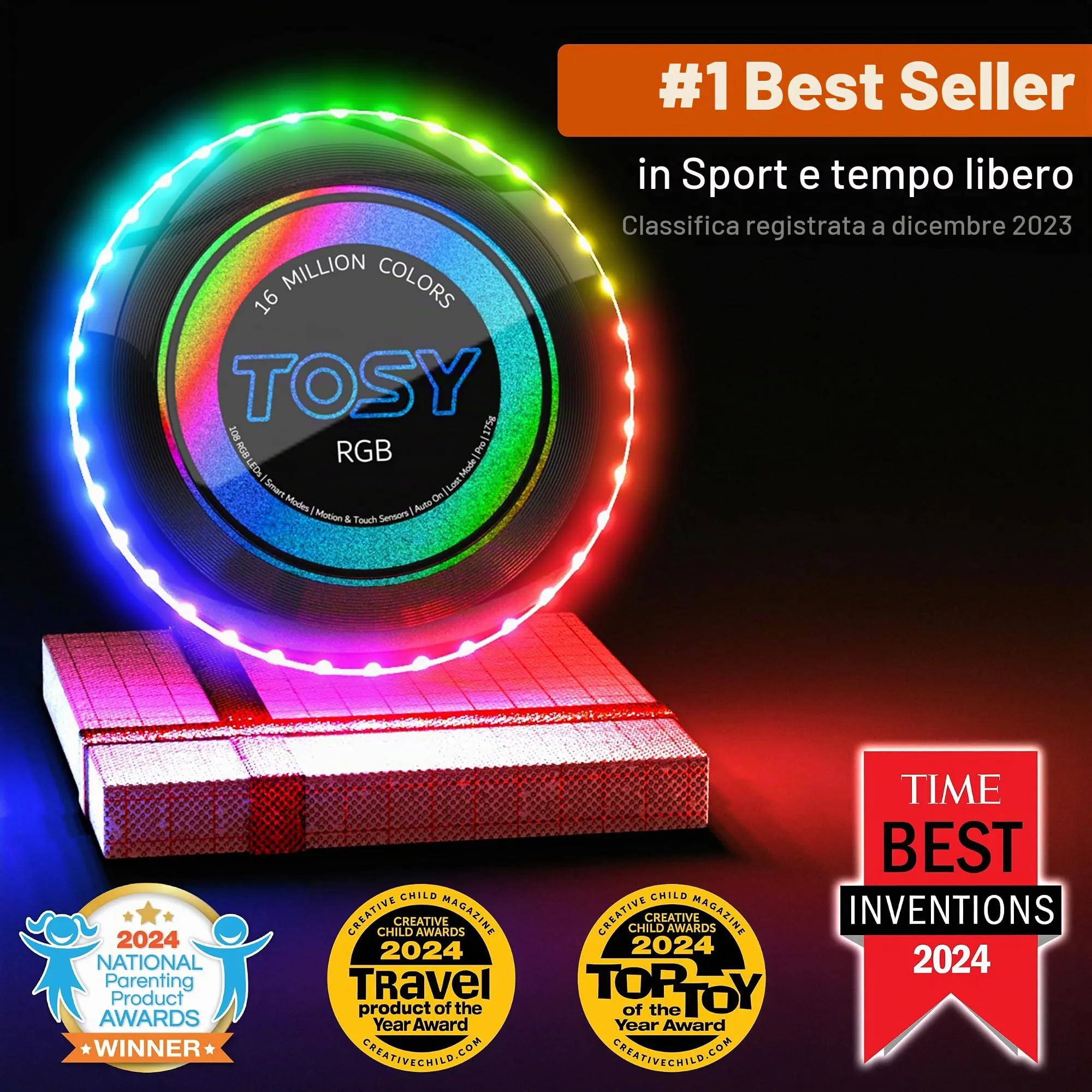 TOSY Flying Disc LED RGB, Ricaricabile, Impermeabile, 175 g - immagine 2