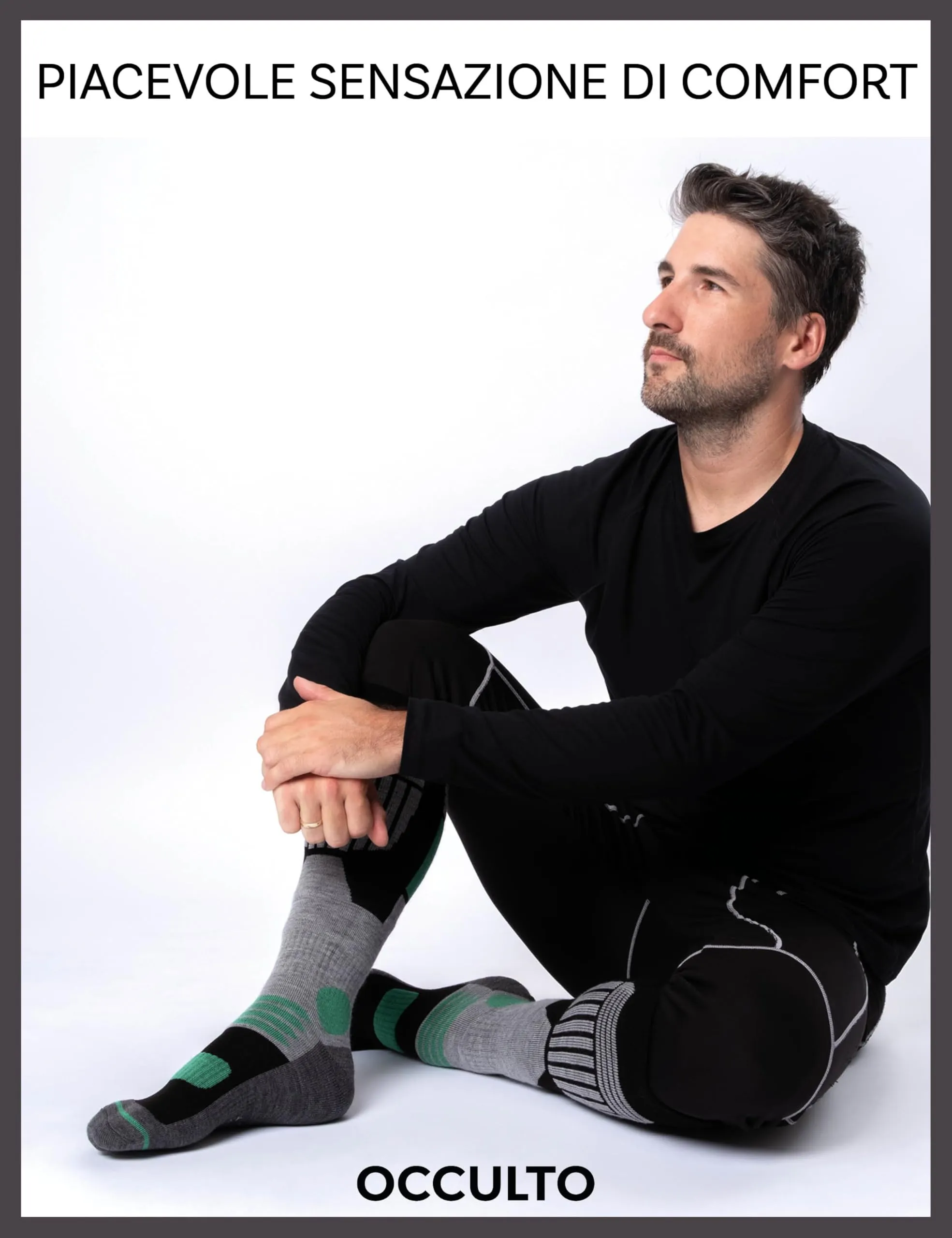 Occulto Calze da Sci Uomo Felix, 2 Paia Verde Nero, 47-50 - immagine 4