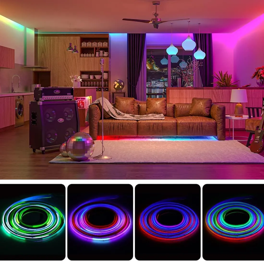 BTF-LIGHTING FCOB RGBIC WS2811 LED Strip 5m 630LEDs/m IP30 Black PCB - immagine 8
