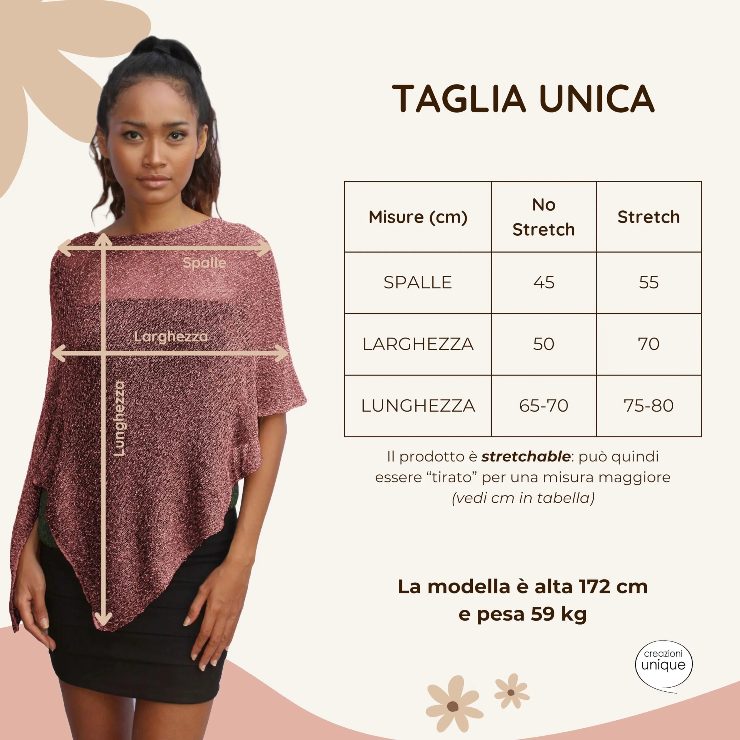 creazioni unique Poncho Coprispalle Donna in Rete di Viscosa Termica - Fiordaliso - immagine 4