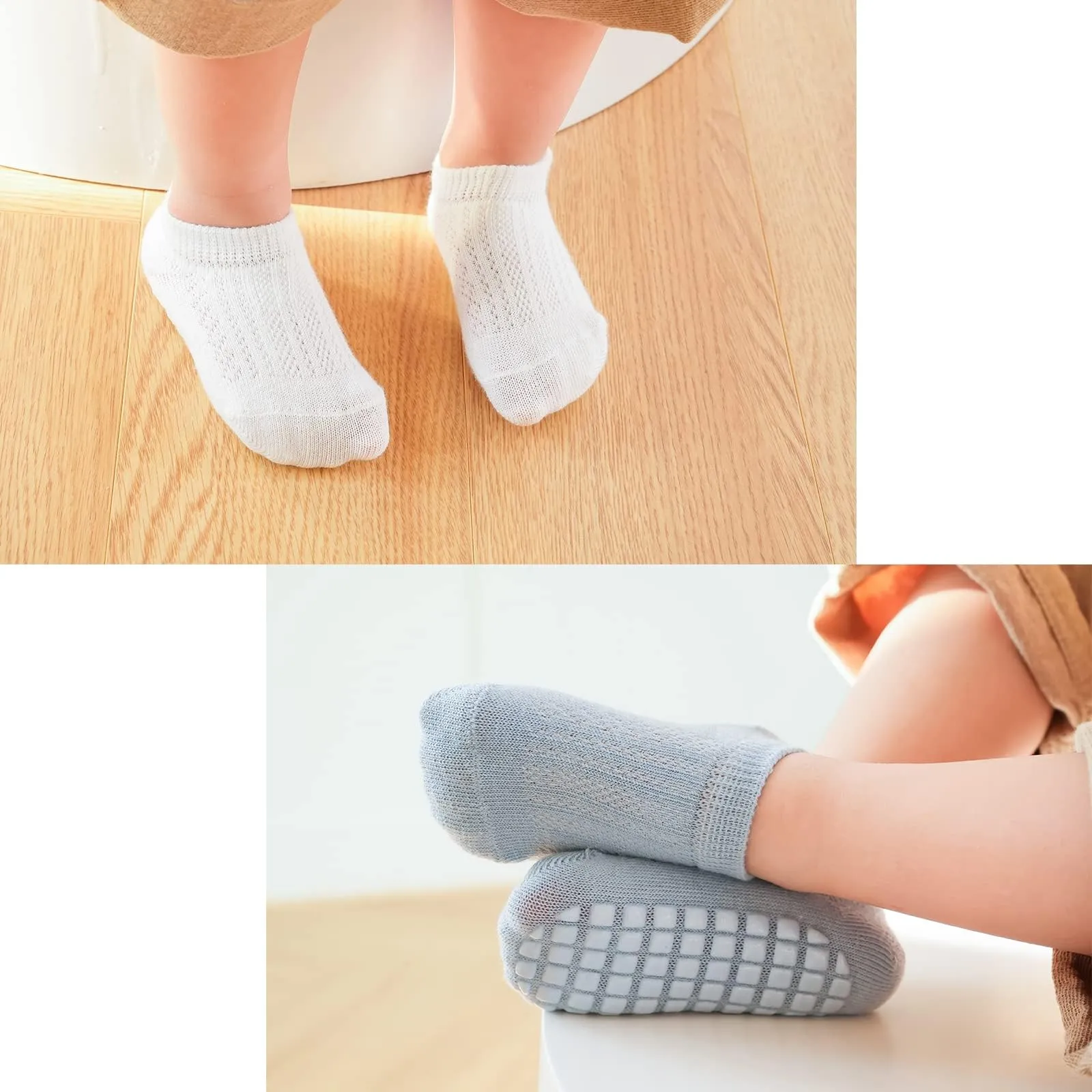 YANWANG Calzini alla caviglia antiscivolo per neonati e bambini, 6 paia, Multicolor, 1-3 anni - immagine 2