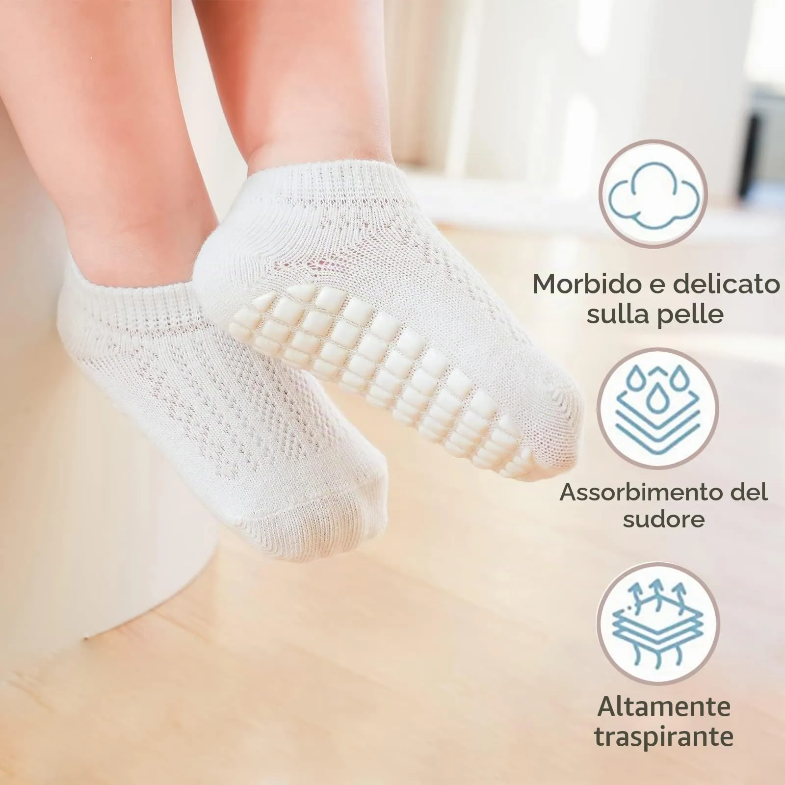 YANWANG Calzini alla caviglia antiscivolo per neonati e bambini, 6 paia, Multicolor, 1-3 anni - immagine 5