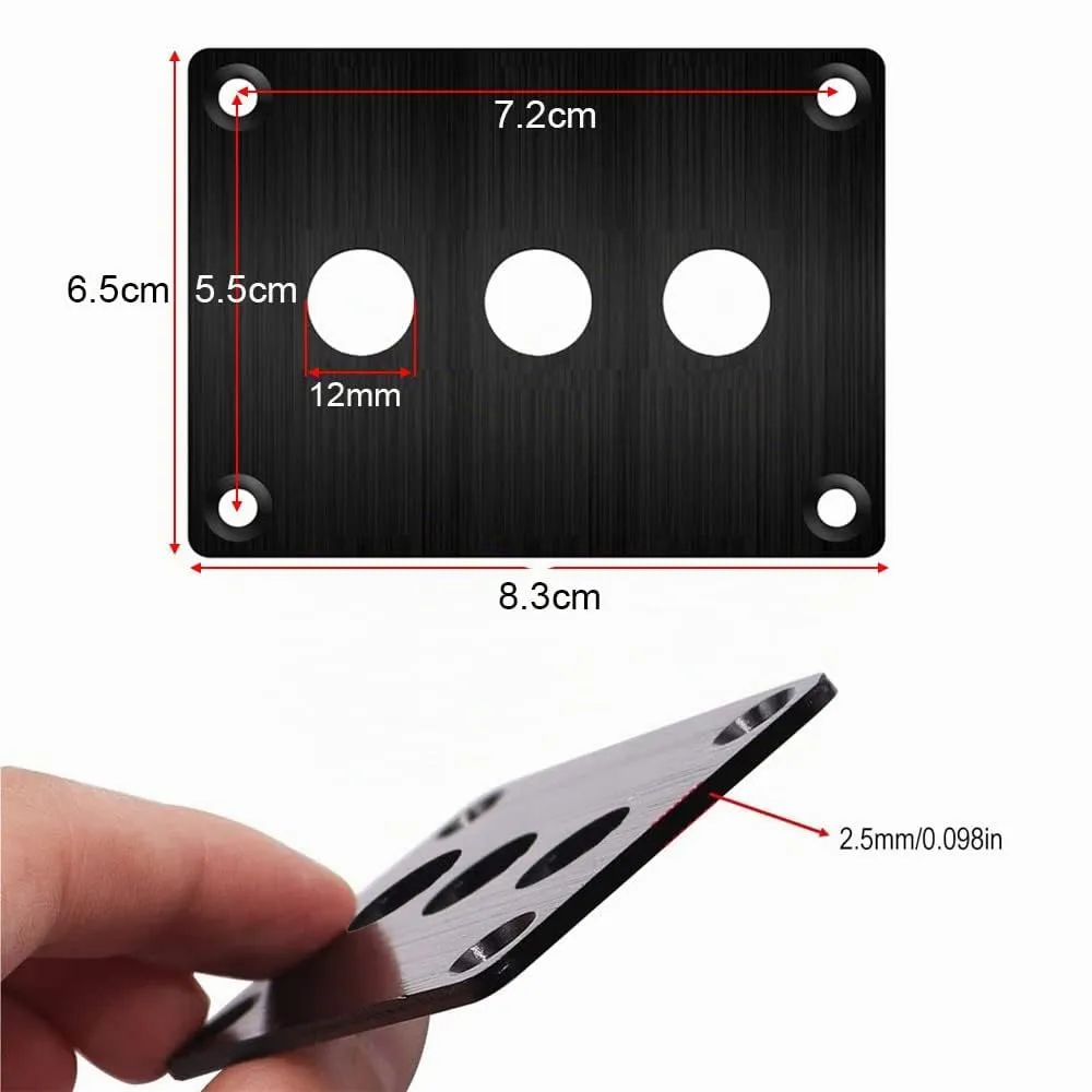 Gebildet Pannello di Montaggio in Alluminio Nero con Foro da 12mm per Interruttori e LED, E1132 - immagine 2