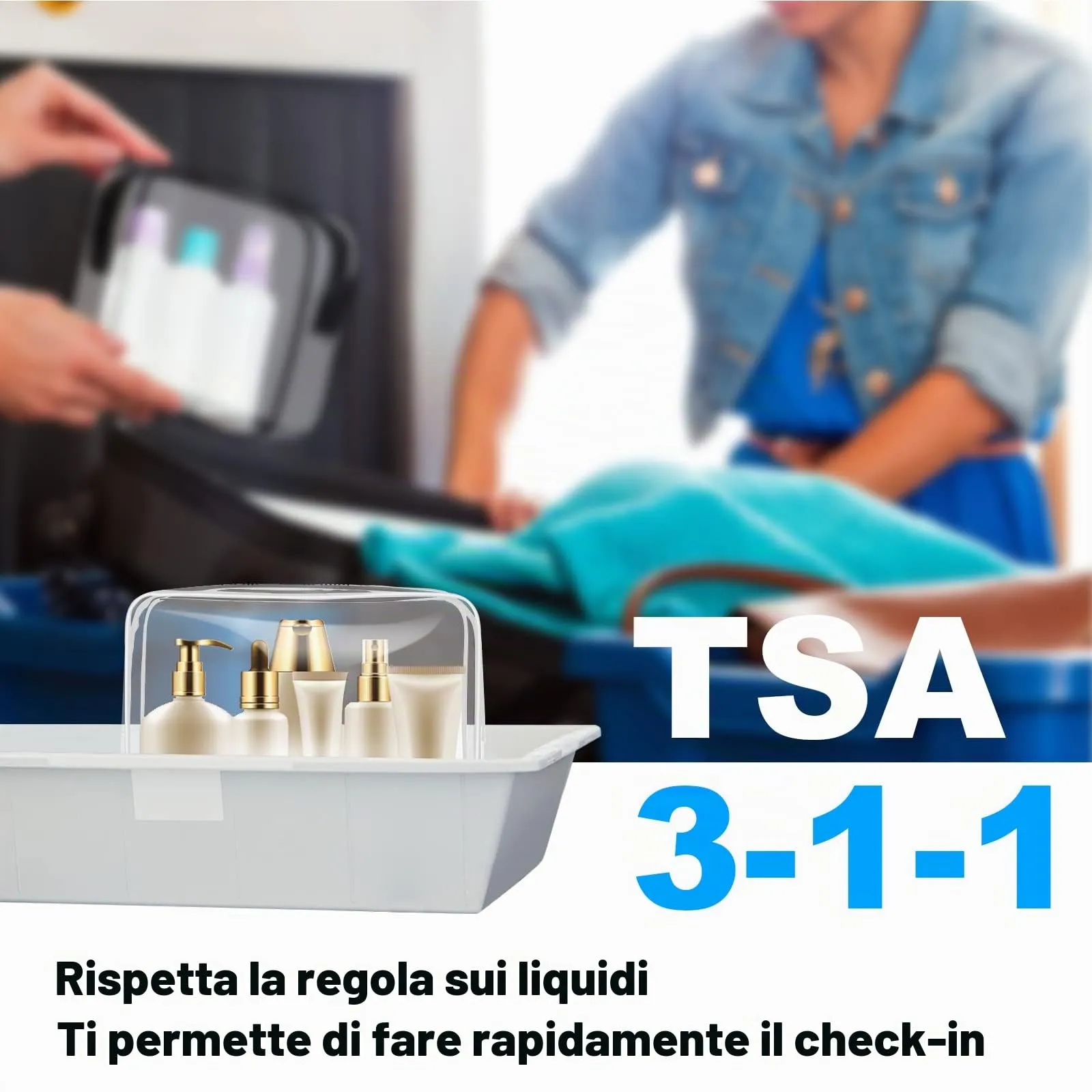 Aucuu Beauty Case Trasparente, Set 4 Pezzi, Borse da Viaggio Impermeabili - immagine 5