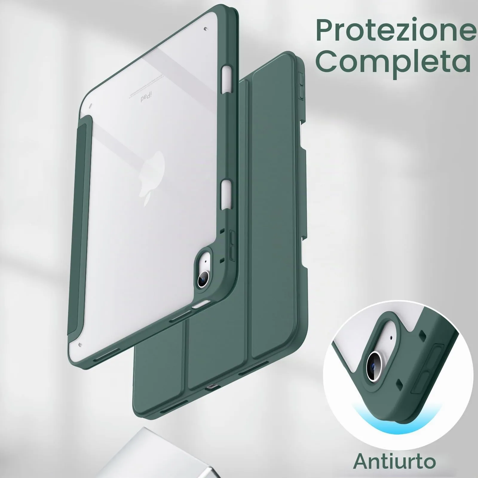 JETech Custodia per iPad 11ª/10ª Gen, Verde Nebbioso - immagine 4