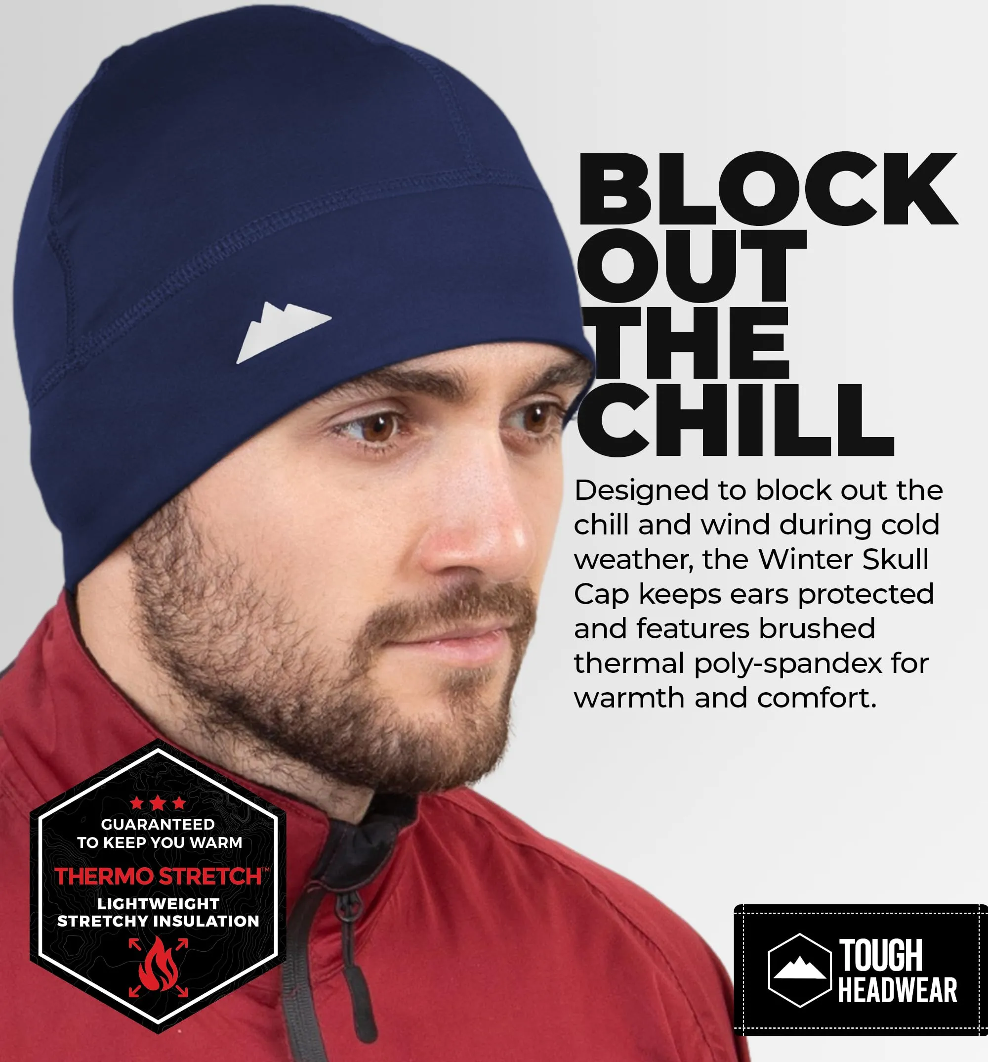 Tough Headwear Sottocasco Moto Invernale per Ciclismo e Sport, Berretto Termico Elastico per Uomo e Donna, Taglia Unica - immagine 2