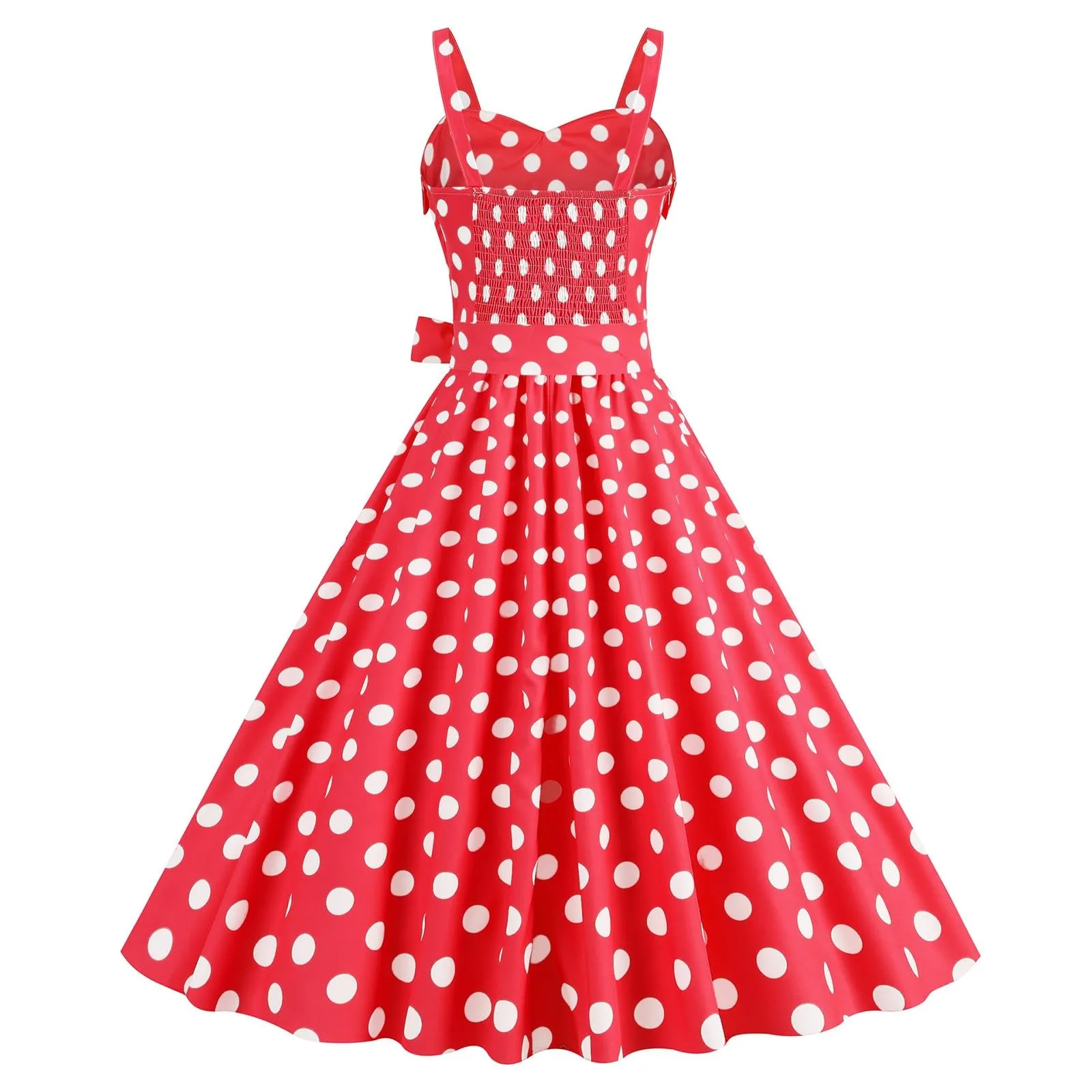Generisch Abito da Donna Rockabilly Anni '50 '60 a Pois Rosso, M - immagine 5