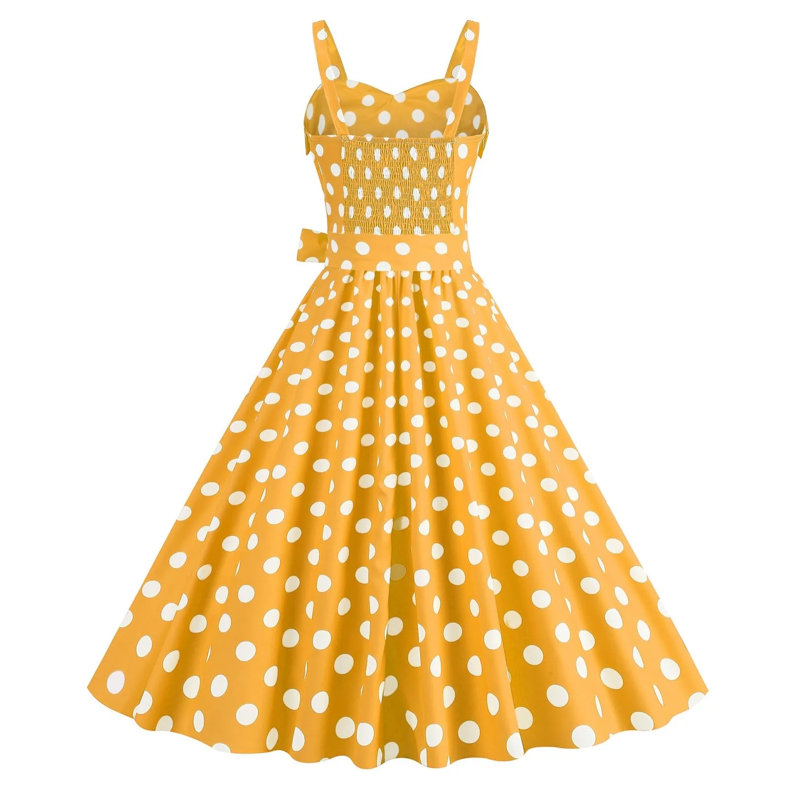 Abito da Donna Rockabilly anni '50 '60 a Pois, Giallo, XXL - immagine 5