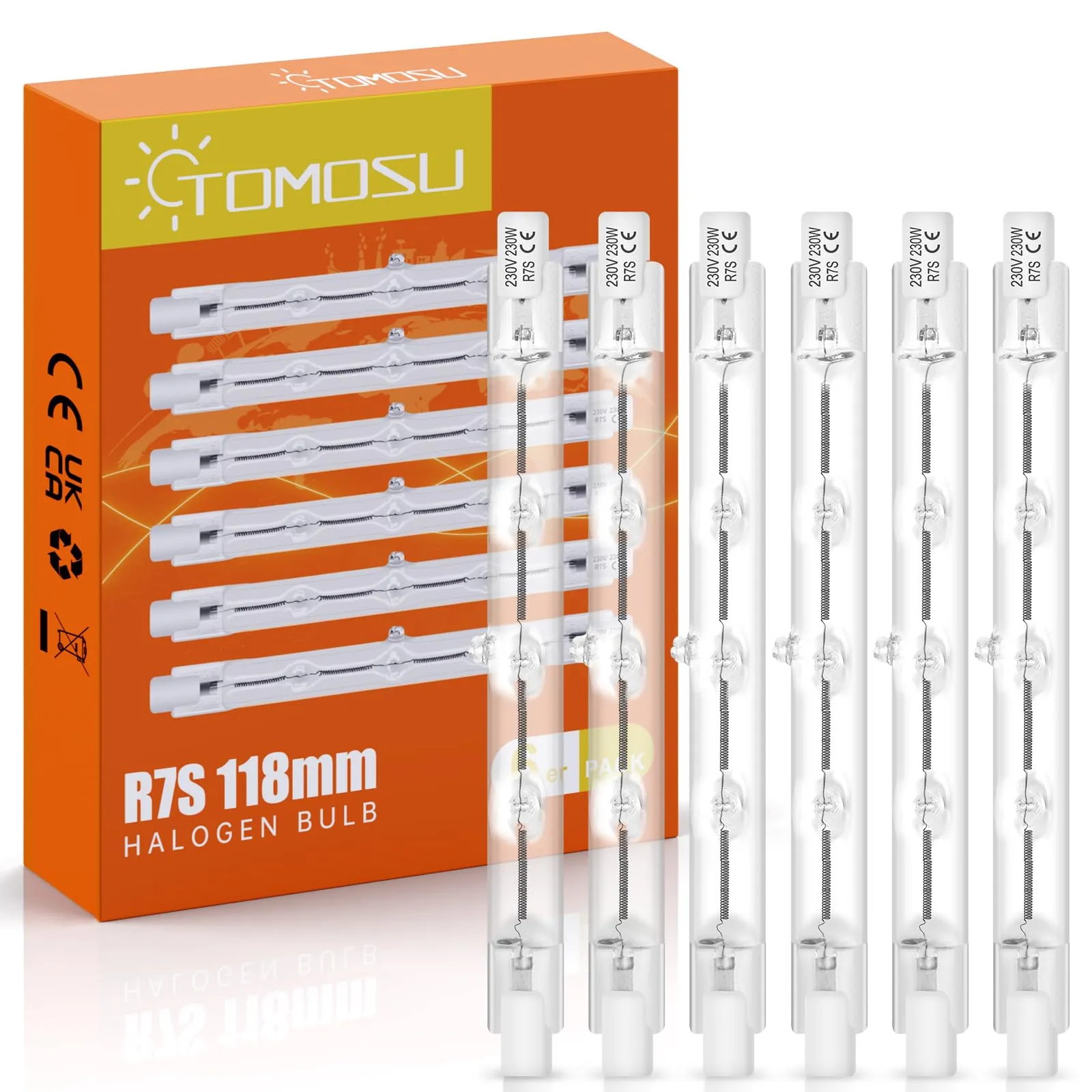 Tomosu Lampadina Alogena R7S 118mm 230W Dimmerabile Bianca Caldo (6 Pezzi) - immagine 1