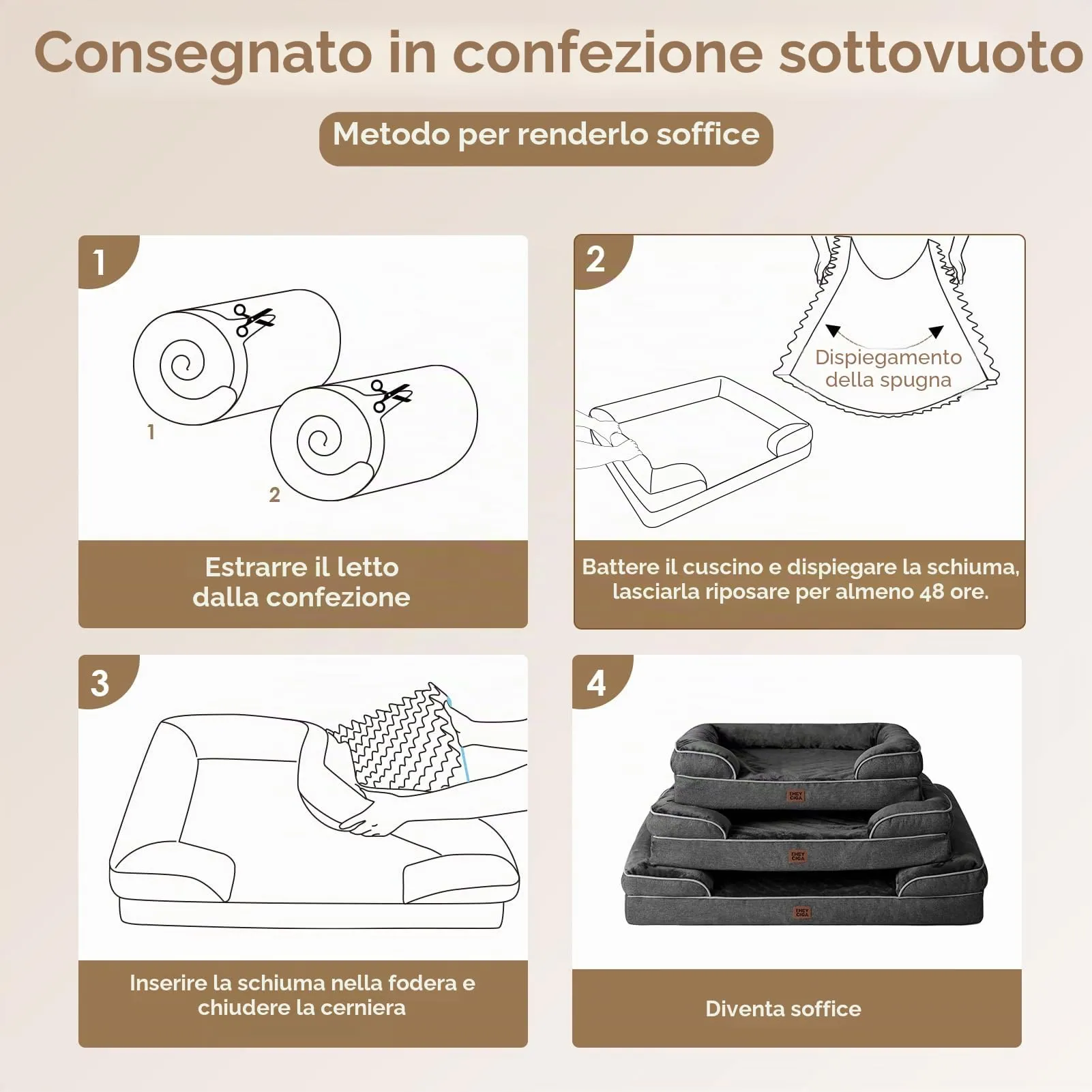 EHEYCIGA Cuccia Cane Interno Taglia Media, 89x56x16cm, Grigio Scuro - immagine 7