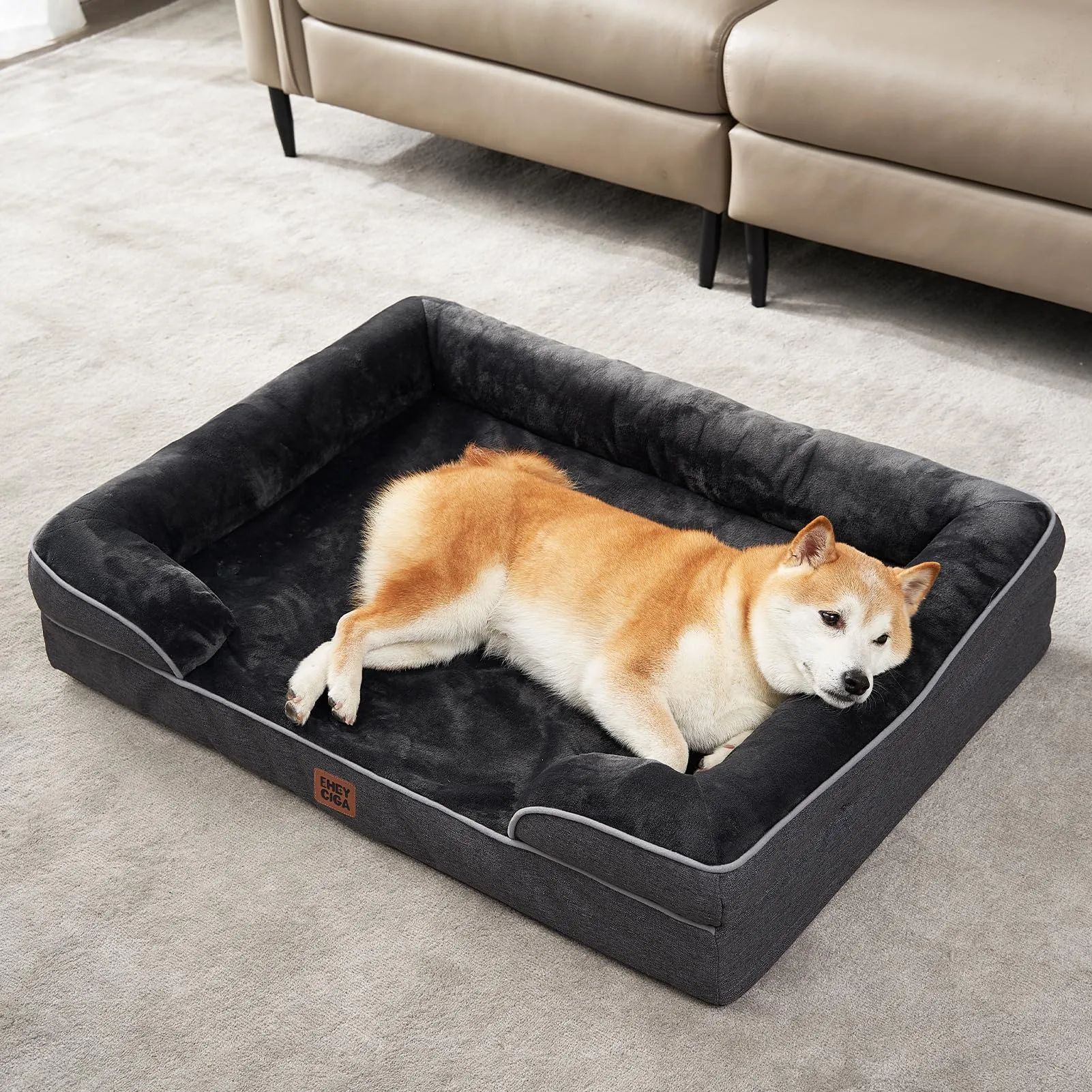 EHEYCIGA Cuccia Cane Interno Taglia Media, 89x56x16cm, Grigio Scuro - immagine 8