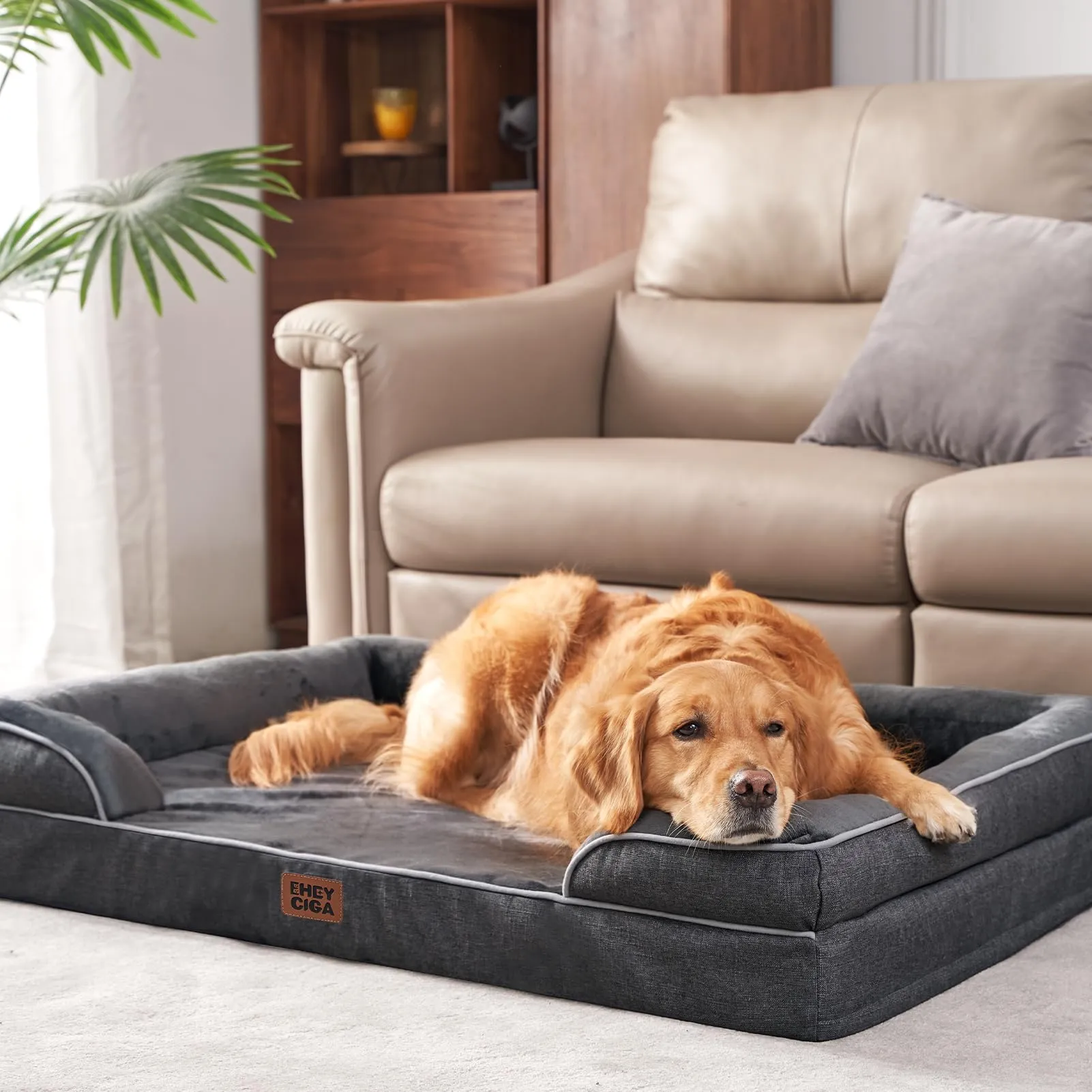 EHEYCIGA Cuccia Cane Interno Taglia Media, 89x56x16cm, Grigio Scuro - immagine 9
