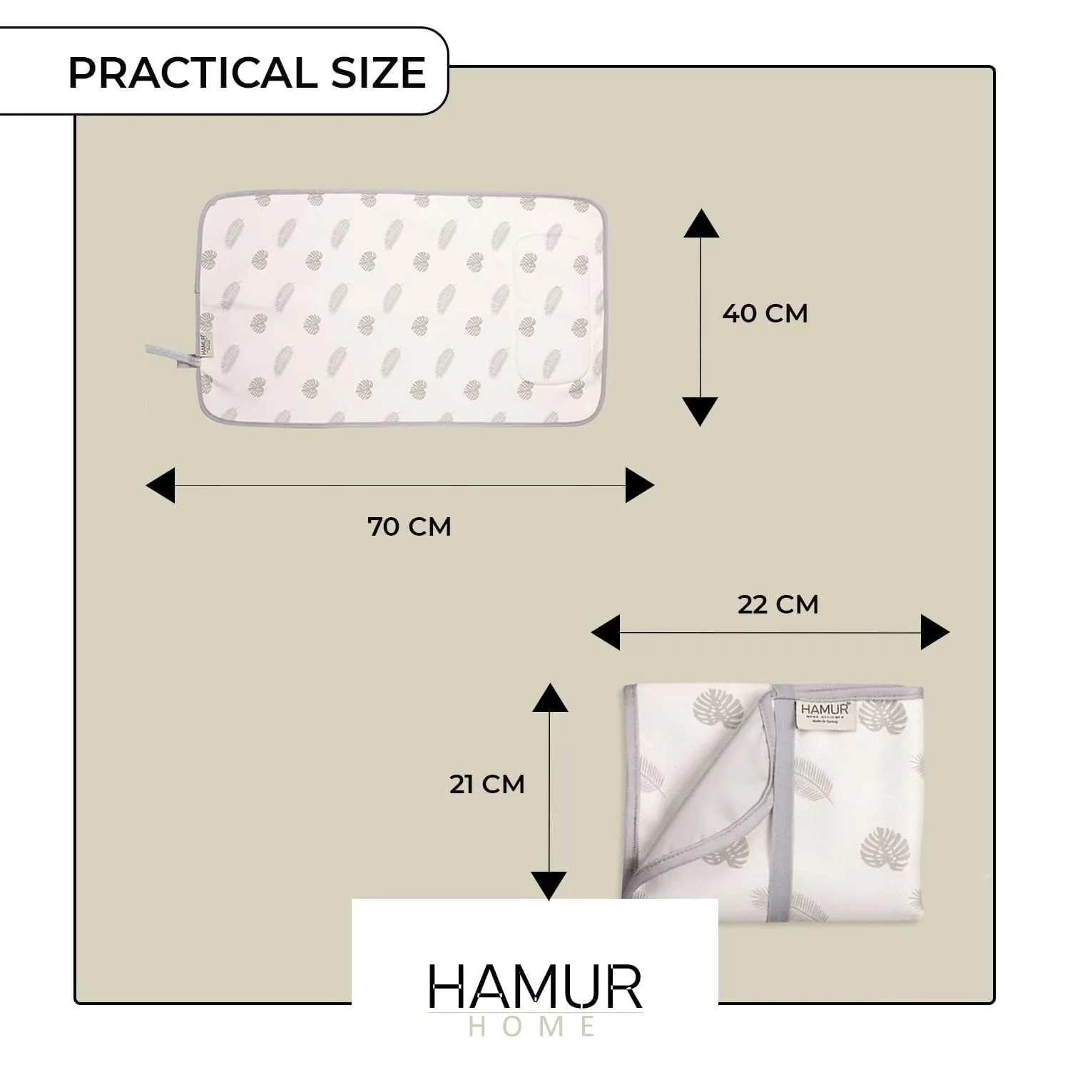 Hamur Home Fasciatoio Portatile Pieghevole Impermeabile 40 x 70 cm Lavabile (Leaves) - immagine 4