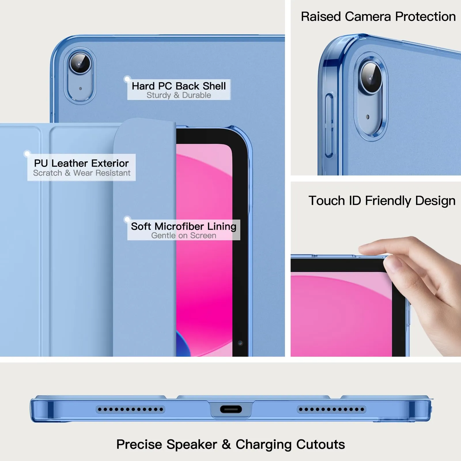JETech Custodia per iPad 11ª/10ª Gen, Blu - immagine 3