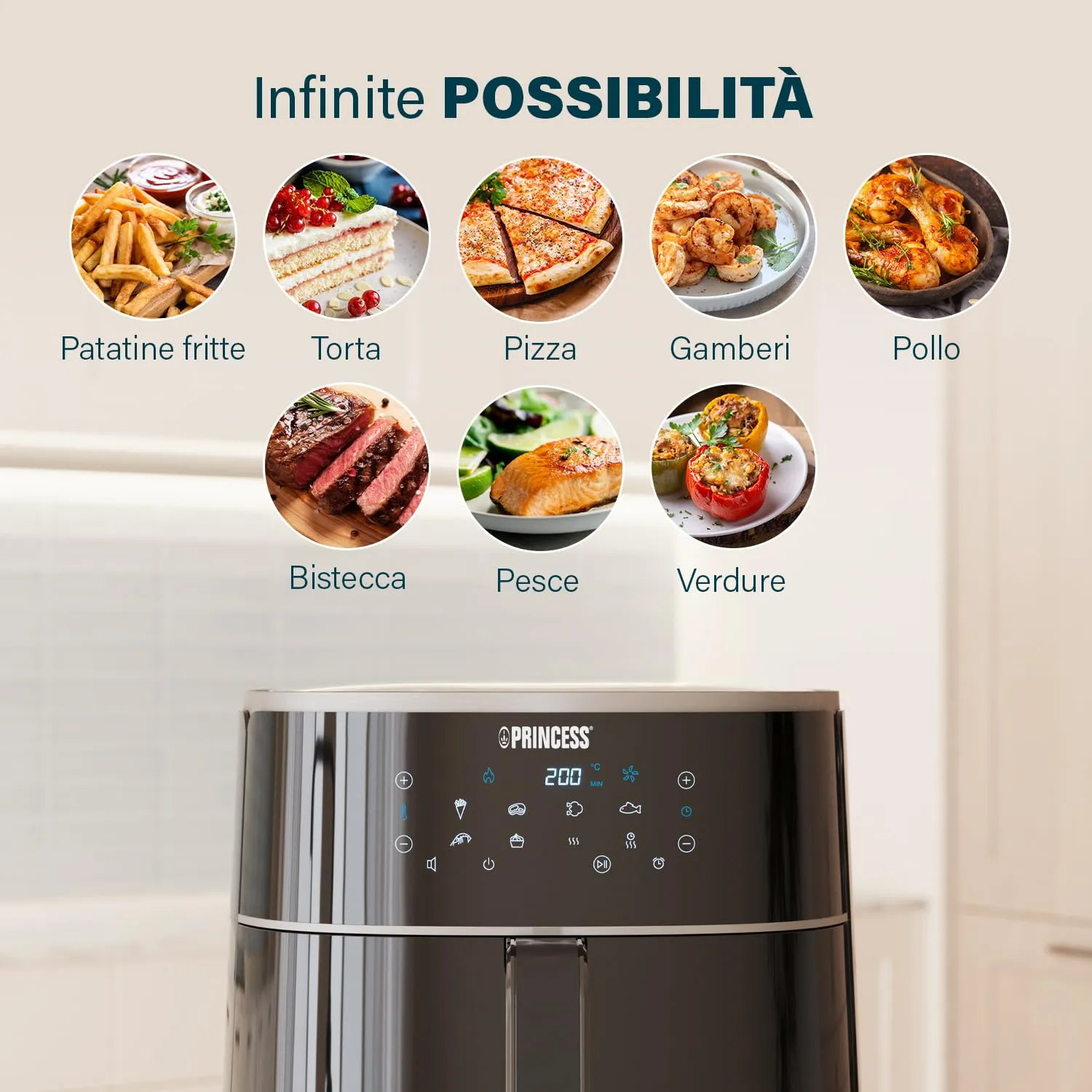 Princess Friggitrice ad Aria 6L XXL, 1500 W, 6 Programmi, Display LED Touch, 182244 - immagine 3