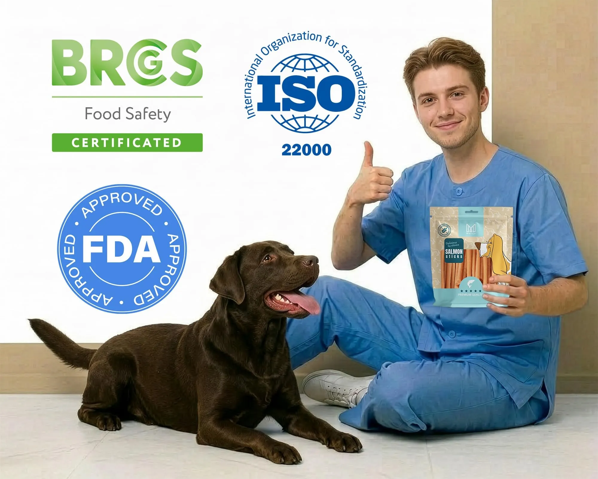 MERSJO Dog Treats Salmone Kabanos, 500g - immagine 6