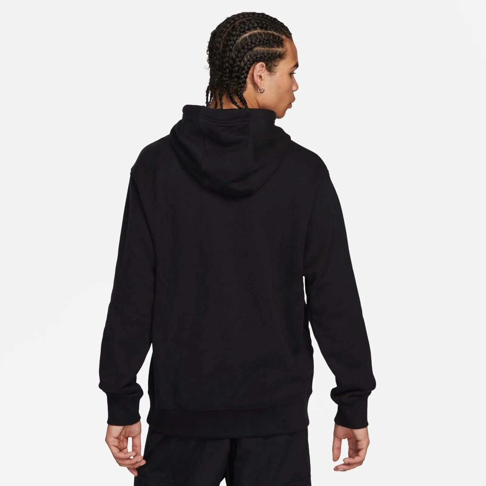 Nike Men's Club French Terry Hooded Sweatshirt - Black White, Size L - immagine 3