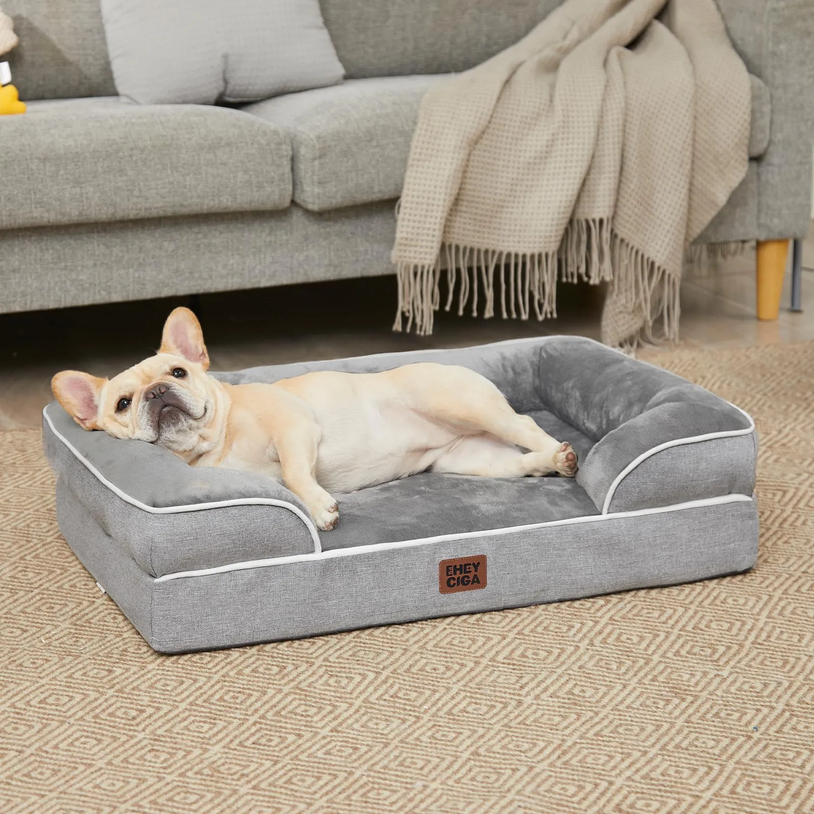 EHEYCIGA Cuccia Cane Interno Taglia Media, 89x56x16cm, Grigio - immagine 8