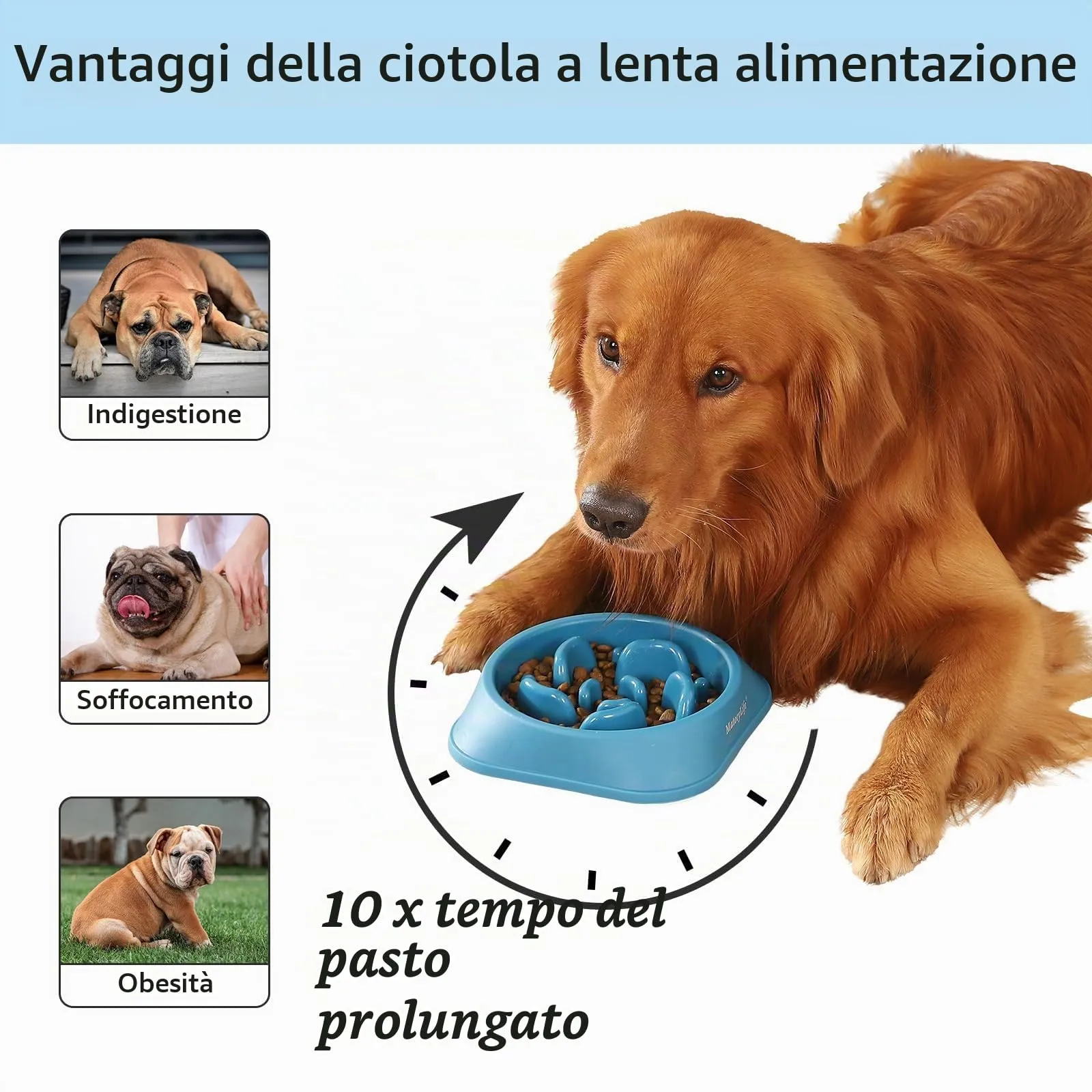MateeyLife Ciotole per cani con alimentazione lenta, 2 pezzi, antiscivolo, per razze medio-grandi, viola e blu - immagine 2