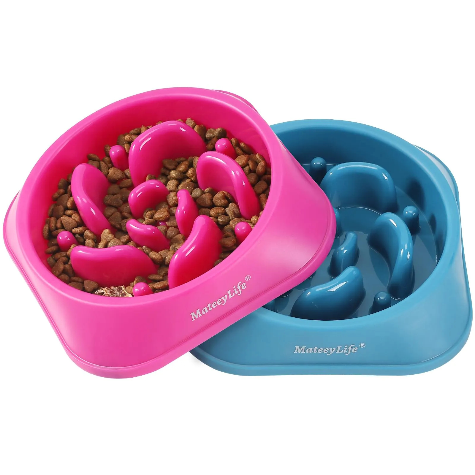 MateeyLife Ciotole per cani con alimentazione lenta, 2 pezzi, antiscivolo, per razze medio-grandi, viola e blu - immagine 8